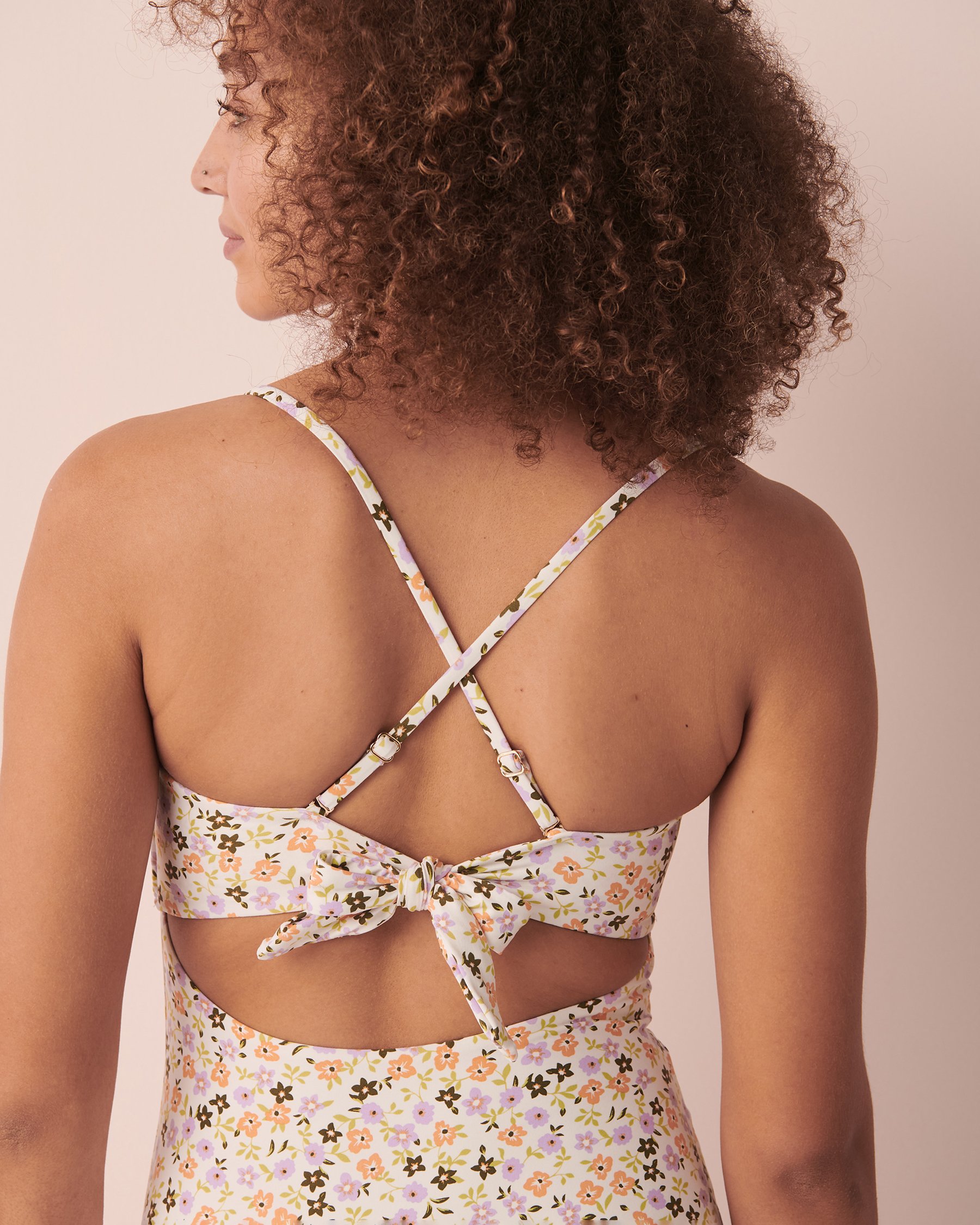 AQUAROSE SMOCKING Bandeau One-piece Swimsuit Ditsy floral 70400068 - View12