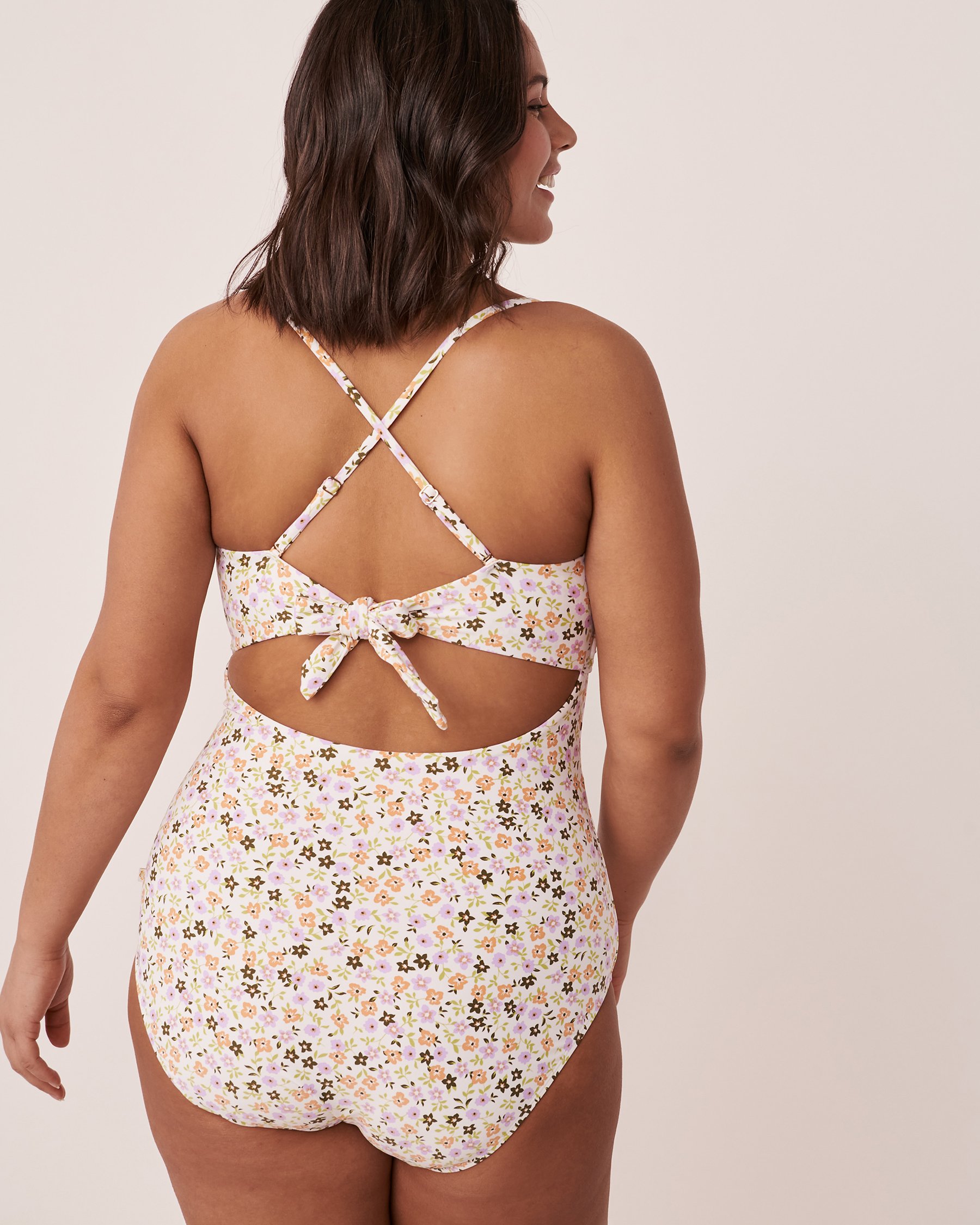 AQUAROSE SMOCKING Bandeau One-piece Swimsuit Ditsy floral 70400068 - View6