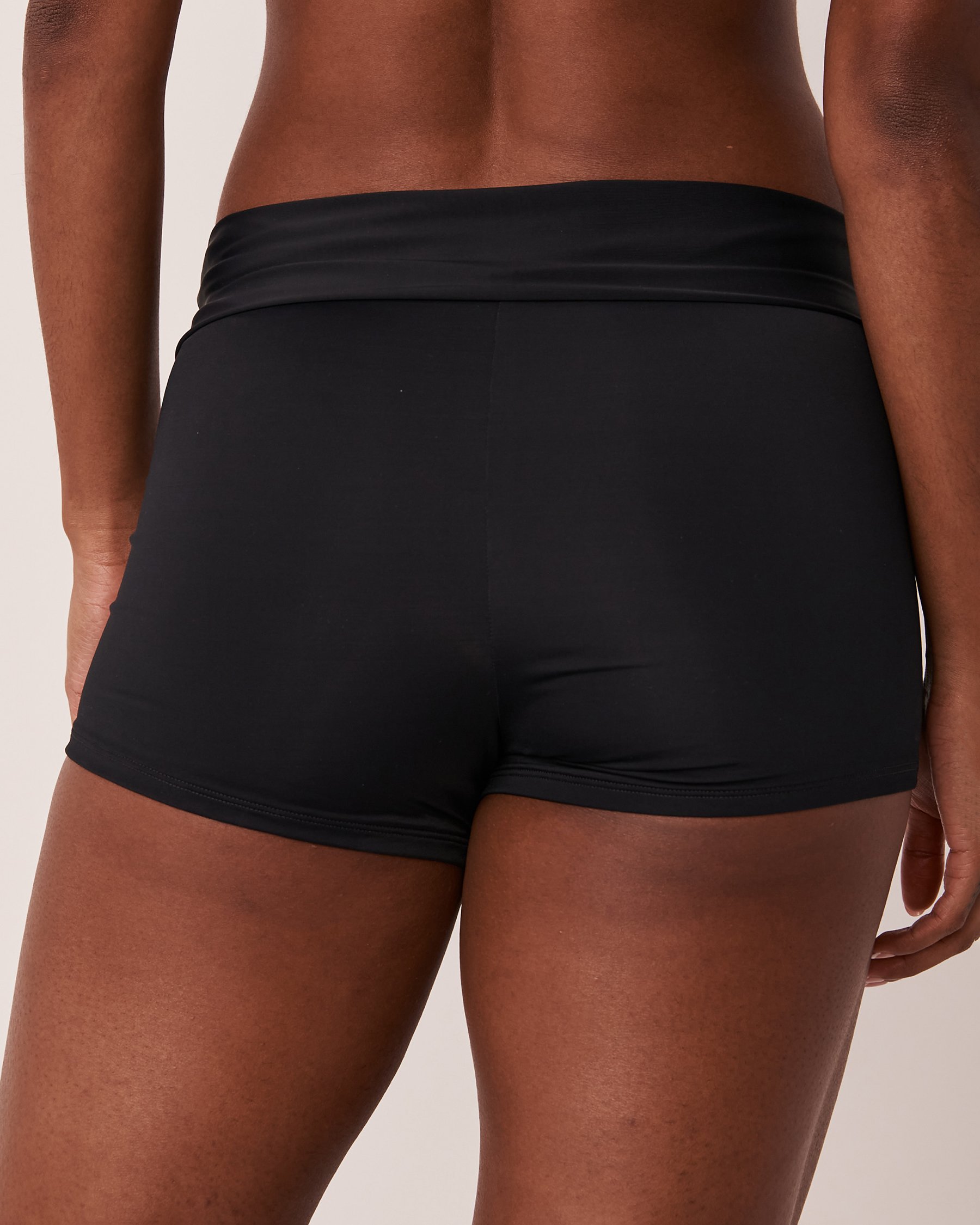 LA VIE EN ROSE AQUA SOLID High Waist Boyleg Bikini Bottom Black 70300405 - View4