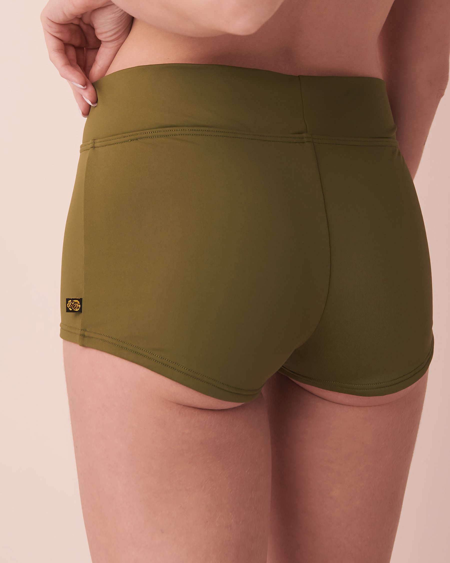 LA VIE EN ROSE AQUA WINTER MOSS Recycled Fibers Boyleg Bikini Bottom Olive 70300396 - View4