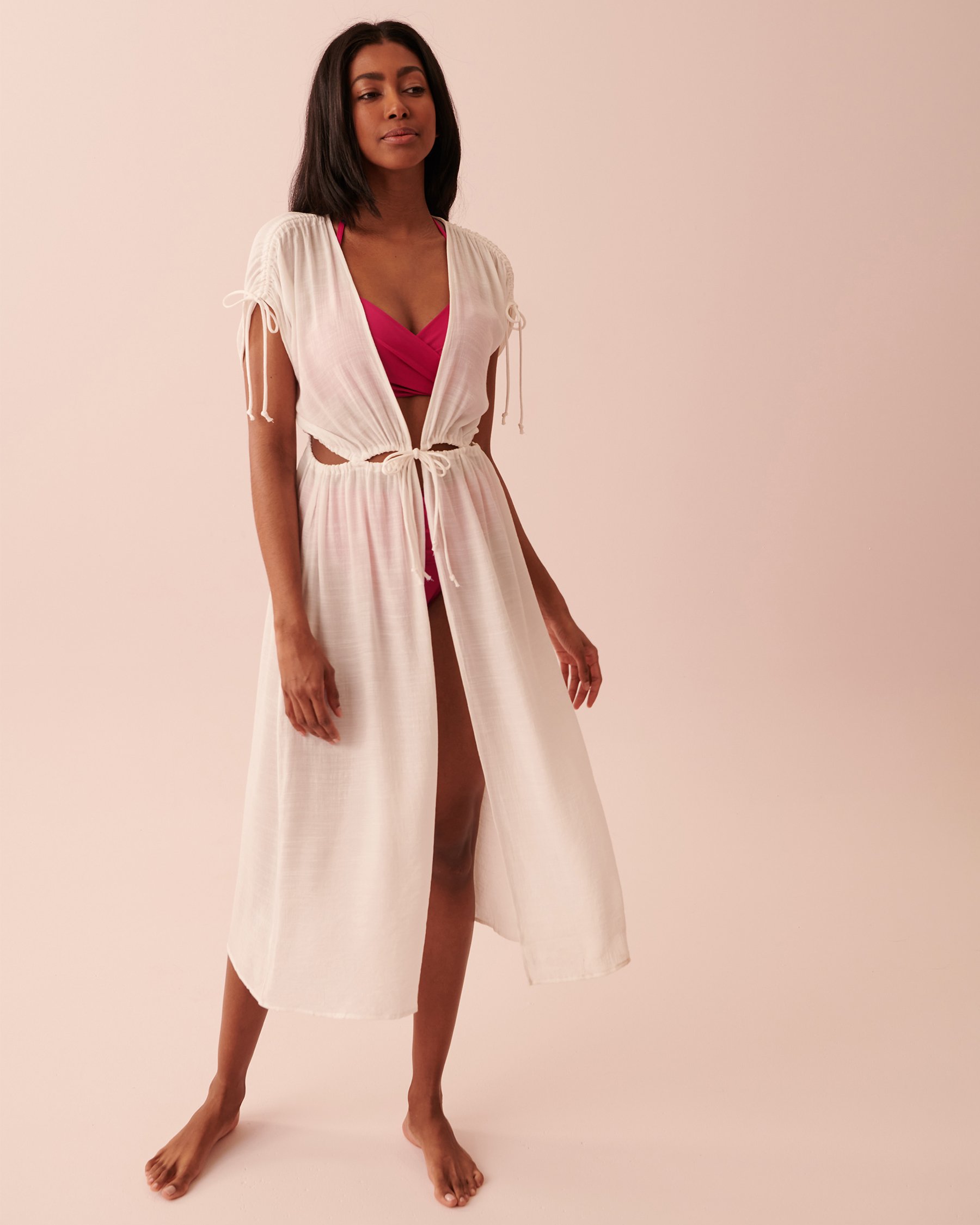 LA VIE EN ROSE AQUA Long Cut-out Caftan Vanilla 80400038 - View1