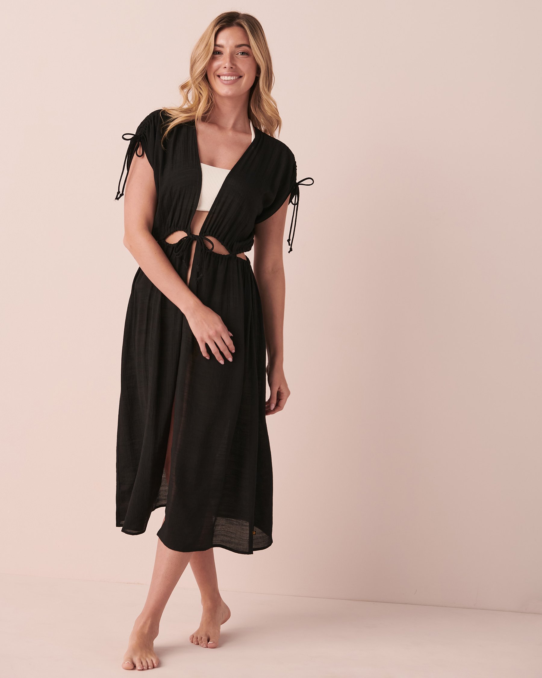 LA VIE EN ROSE AQUA Long Cut-out Caftan Black 80400038 - View1