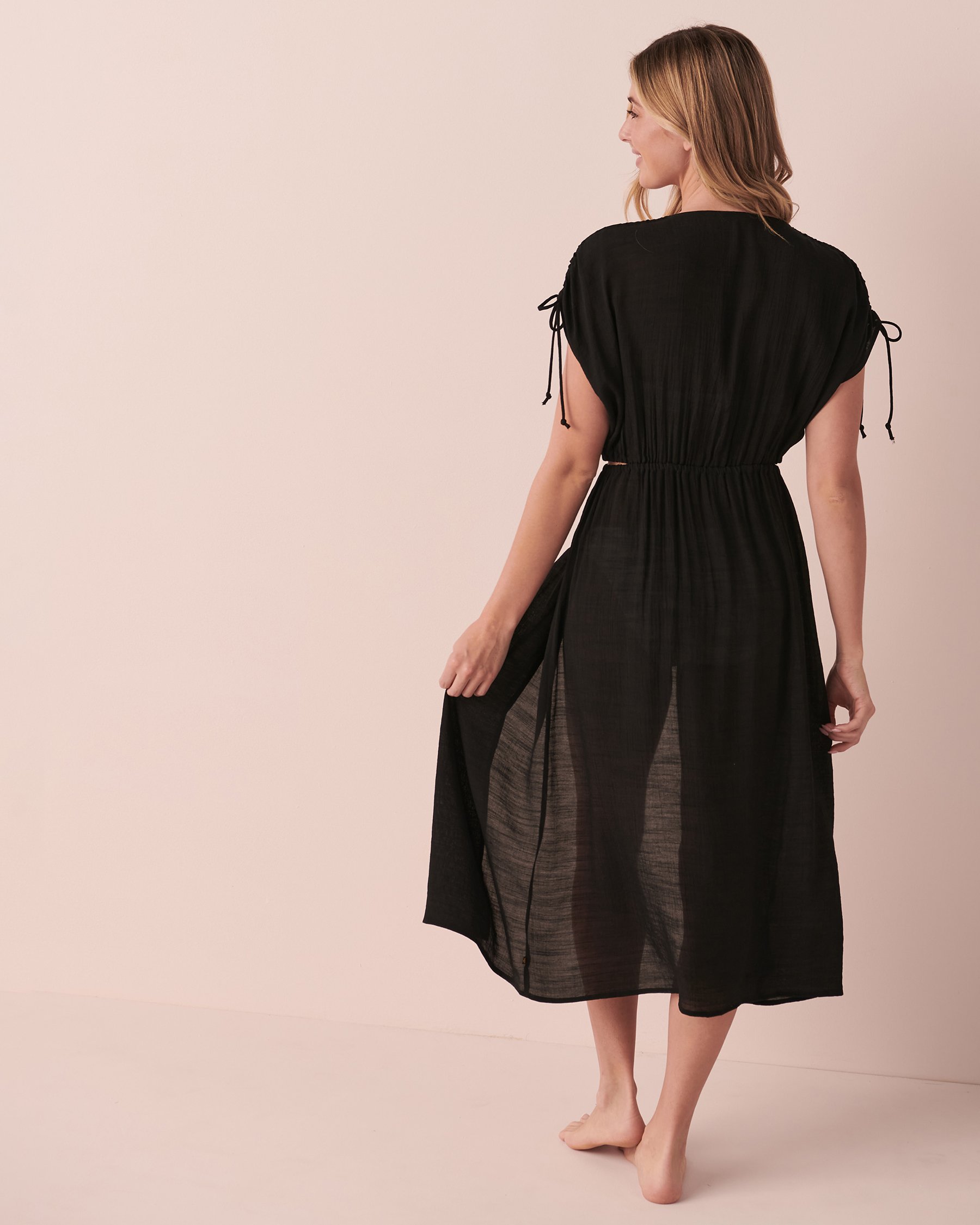 LA VIE EN ROSE AQUA Long Cut-out Caftan Black 80400038 - View2