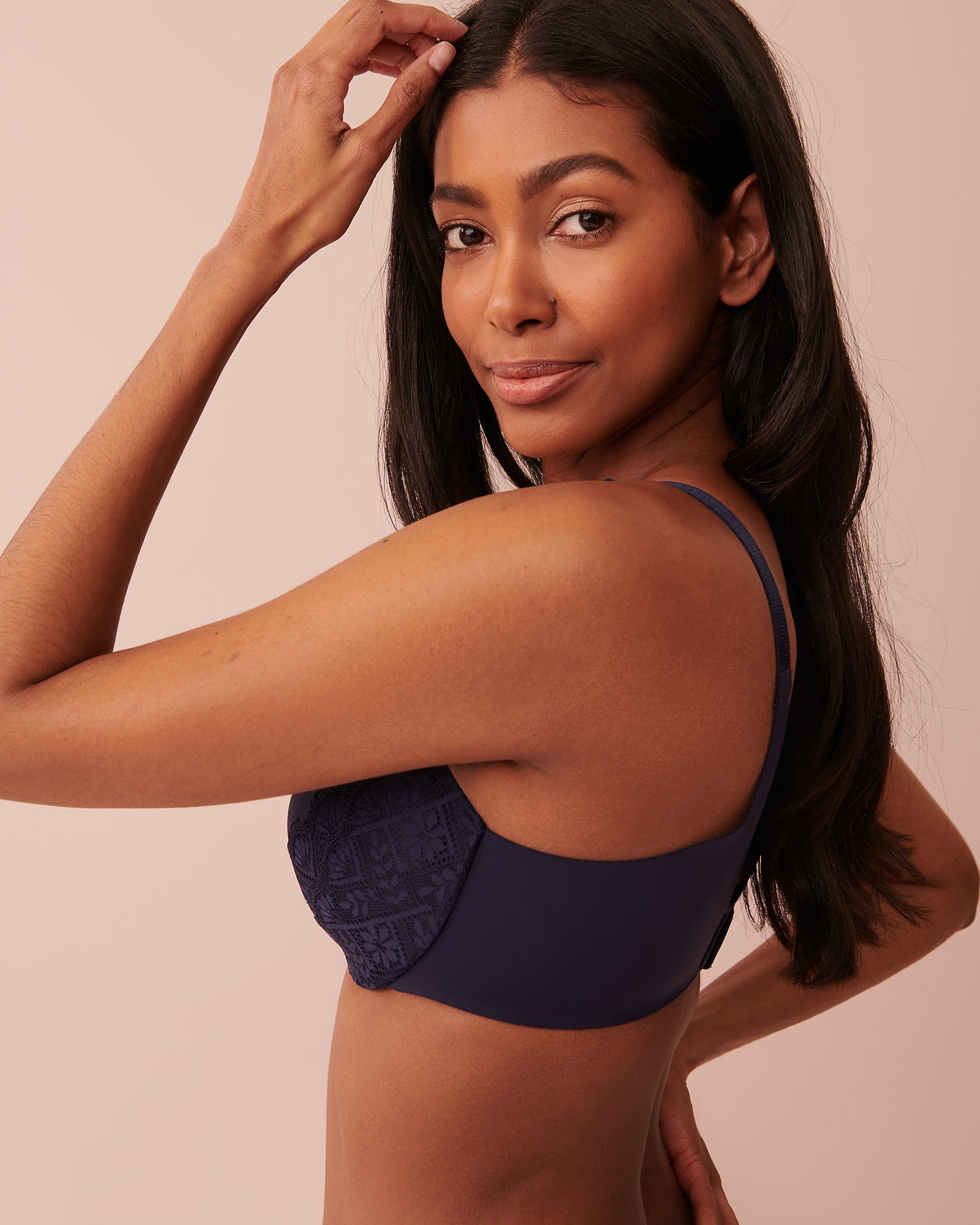 LA VIE EN ROSE Lightly Lined Sleek Back Bra Midnight blue 10200263 - View3