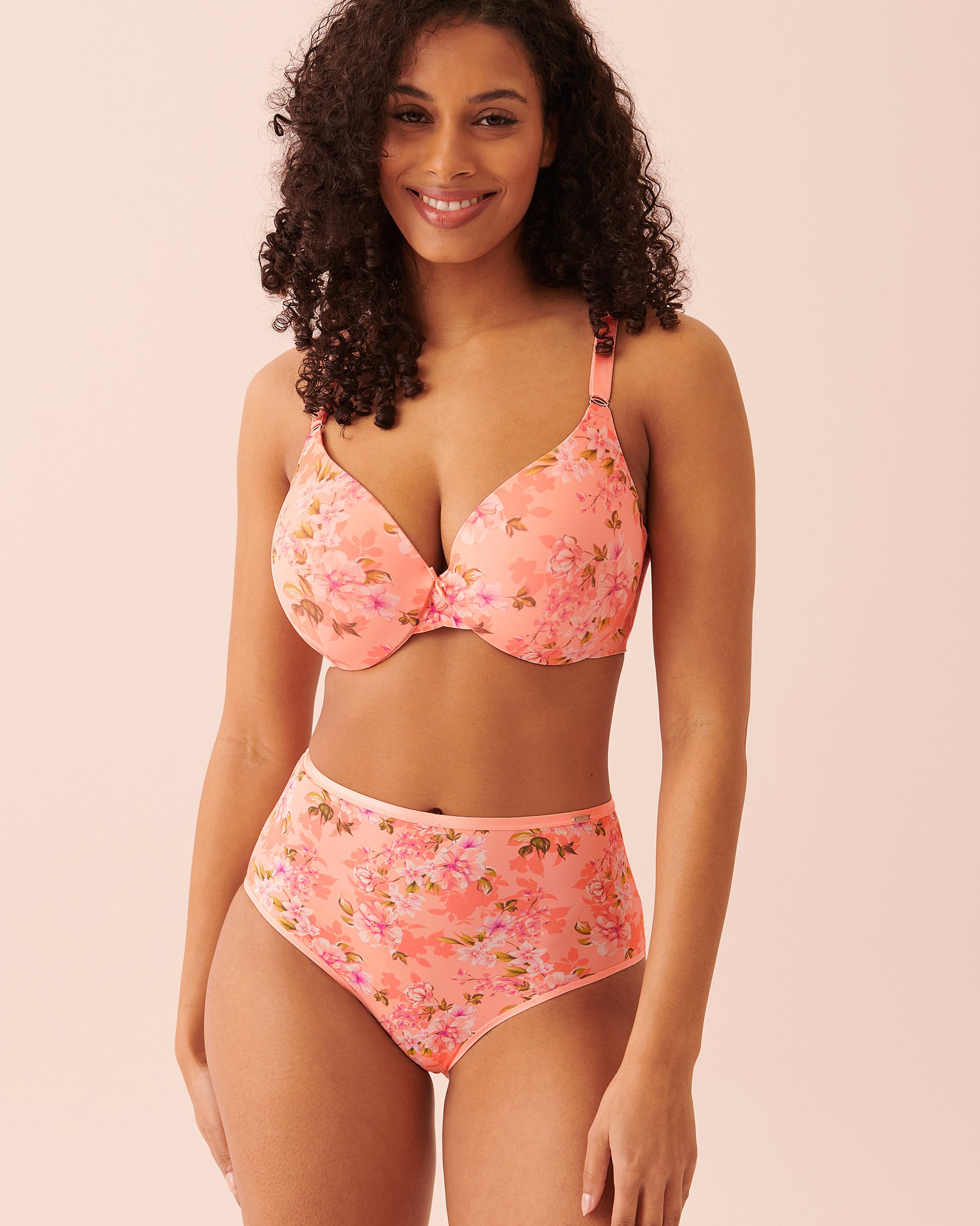 LA VIE EN ROSE Lightly Lined Sleek Back Bra Peachy floral 10200266 - View1