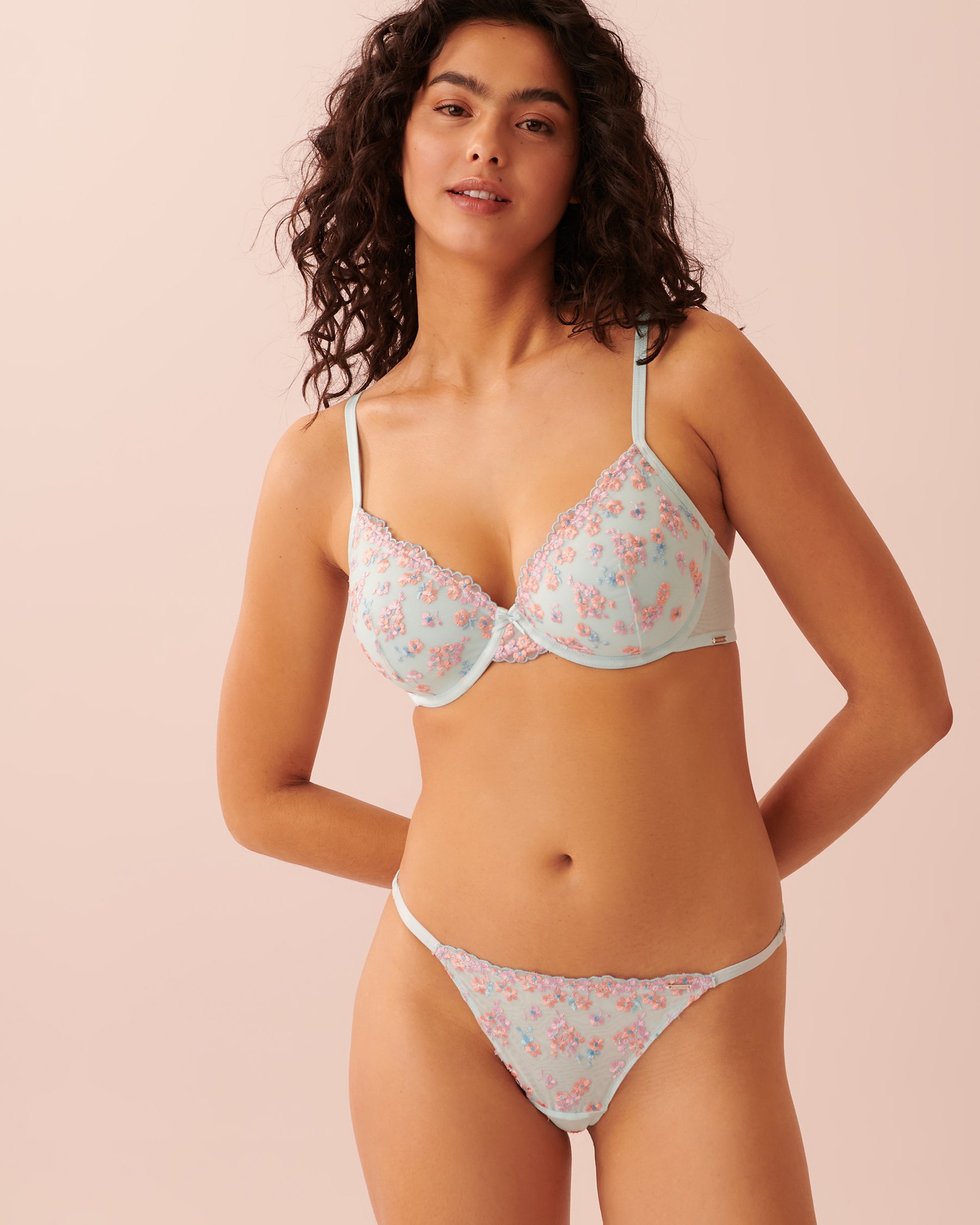 LA VIE EN ROSE Lightly Lined Spacer Foam Demi Bra Embroidered flowers 10200268 - View6