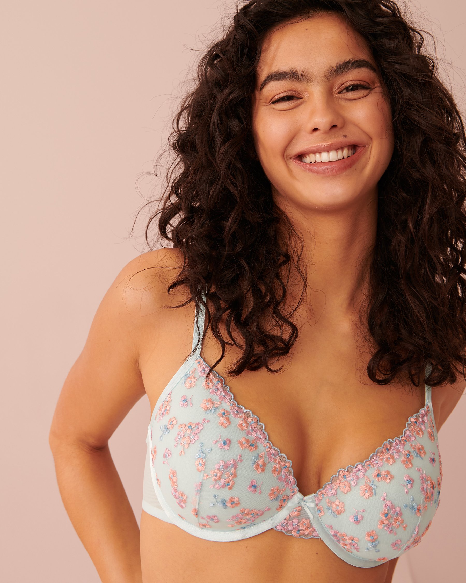 LA VIE EN ROSE Lightly Lined Spacer Foam Demi Bra Embroidered flowers 10200268 - View7
