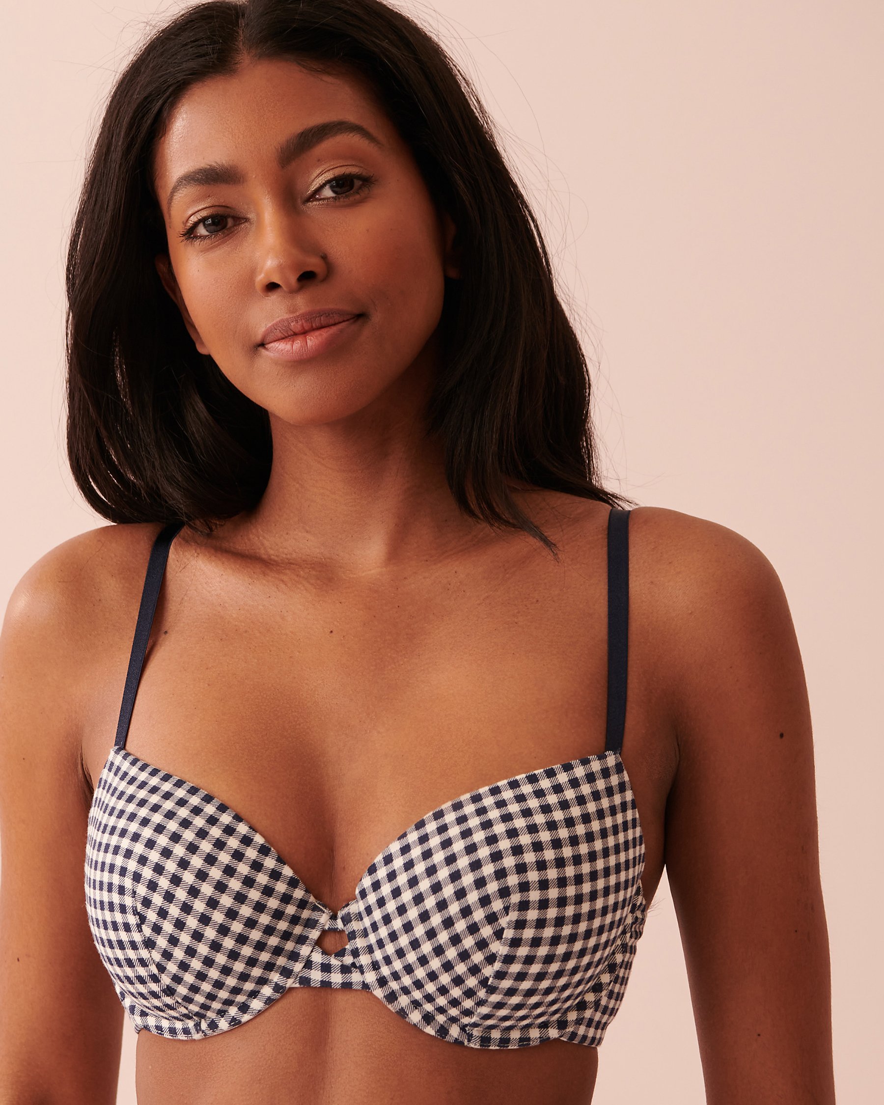 LA VIE EN ROSE Lightly Lined Modal Bra Navy vichy 10200279 - View3