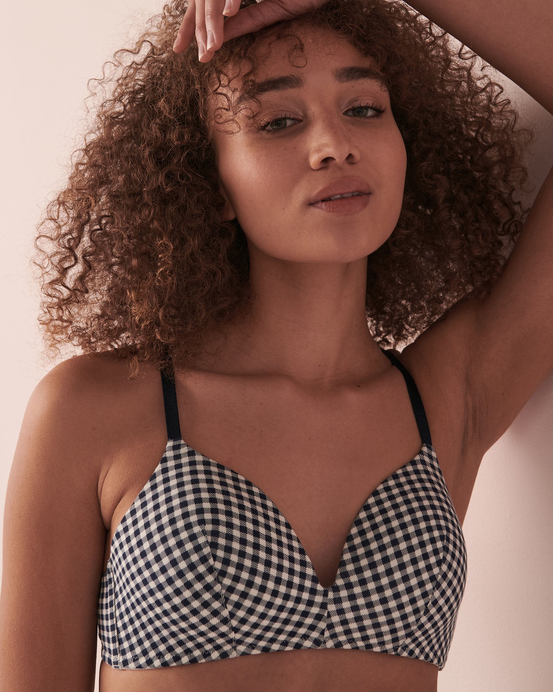 LA VIE EN ROSE Soutien-gorge doublure légère sans armatures en modal Vichy marine 10200280 - View1