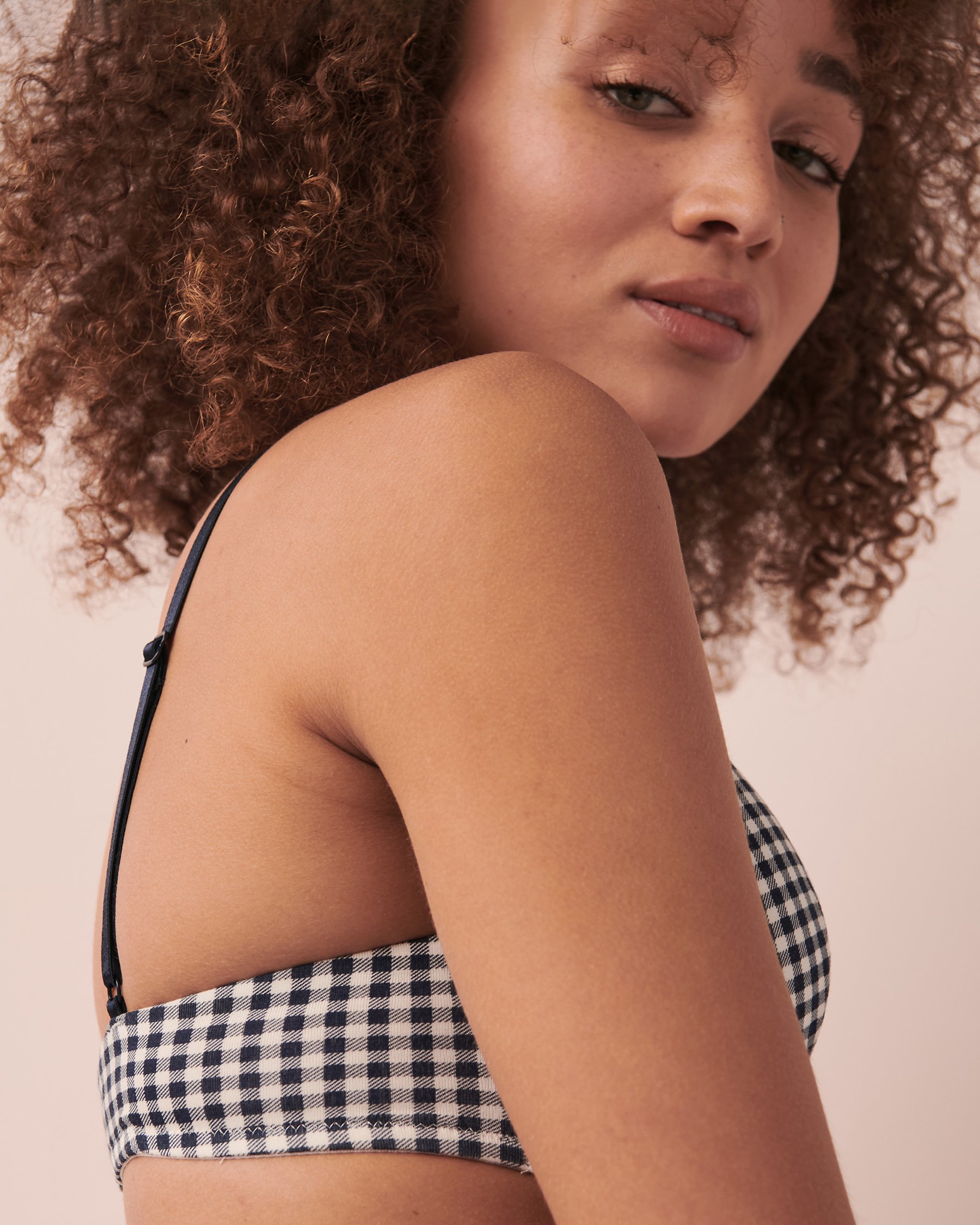 LA VIE EN ROSE Soutien-gorge doublure légère sans armatures en modal Vichy marine 10200280 - View3