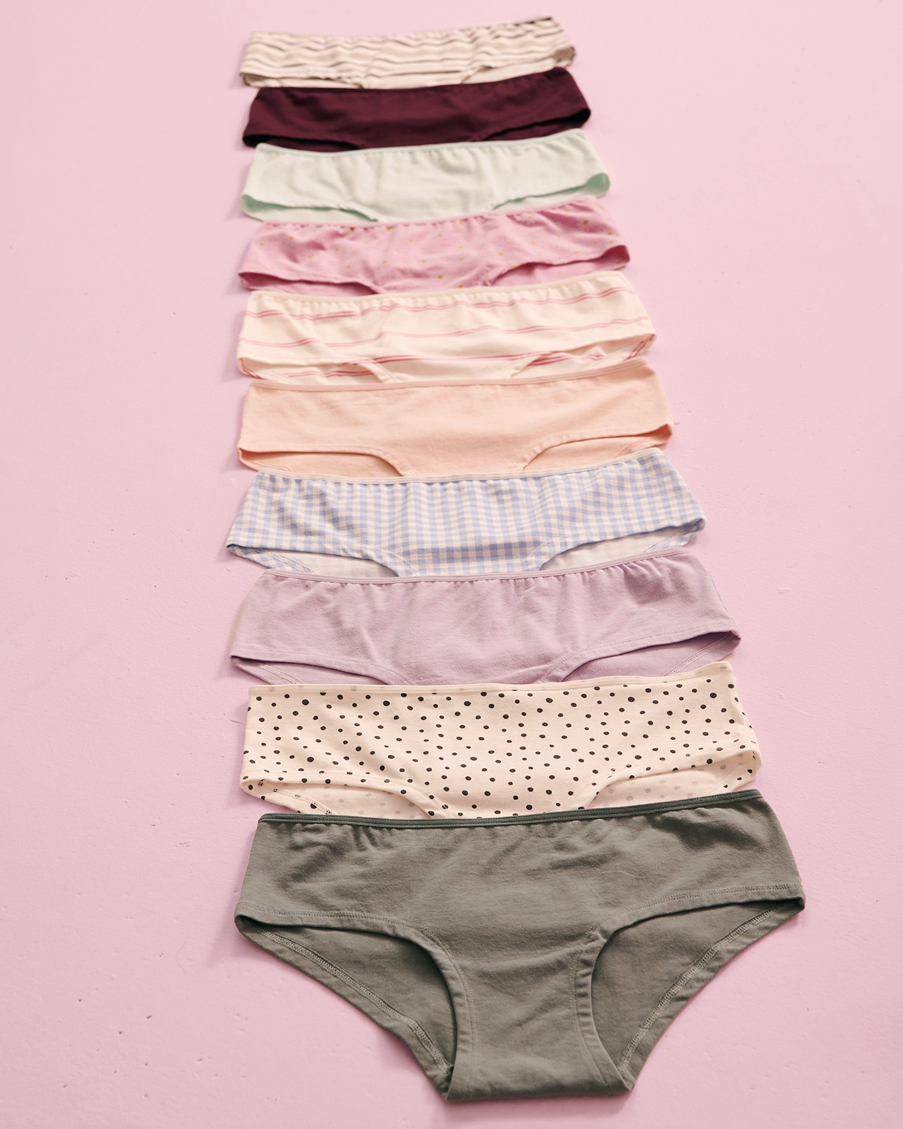 LA VIE EN ROSE Lot de 10 culottes aux hanches en coton Multicouleur 20100321-10P - Voir3