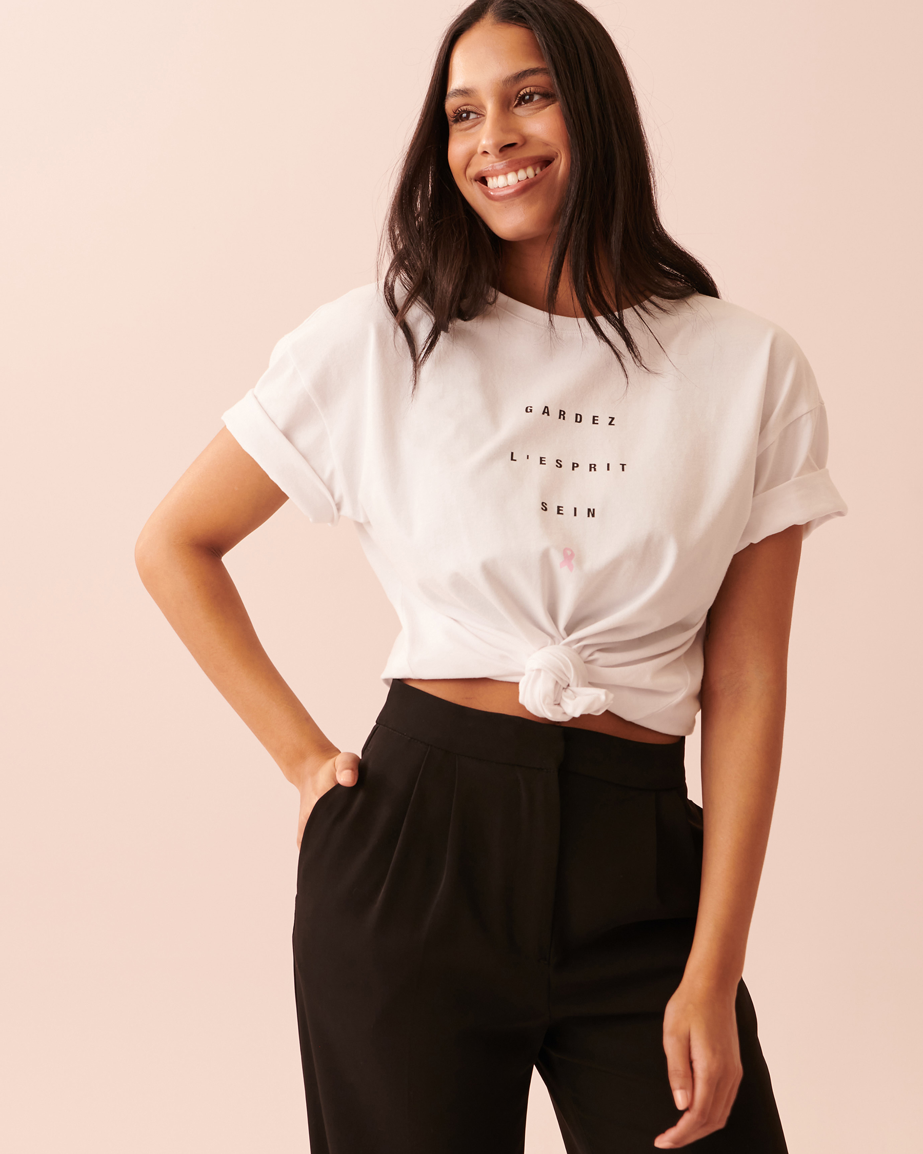 LA VIE EN ROSE T-shirt Gardez l'esprit sein Blanc 90400006 - View4