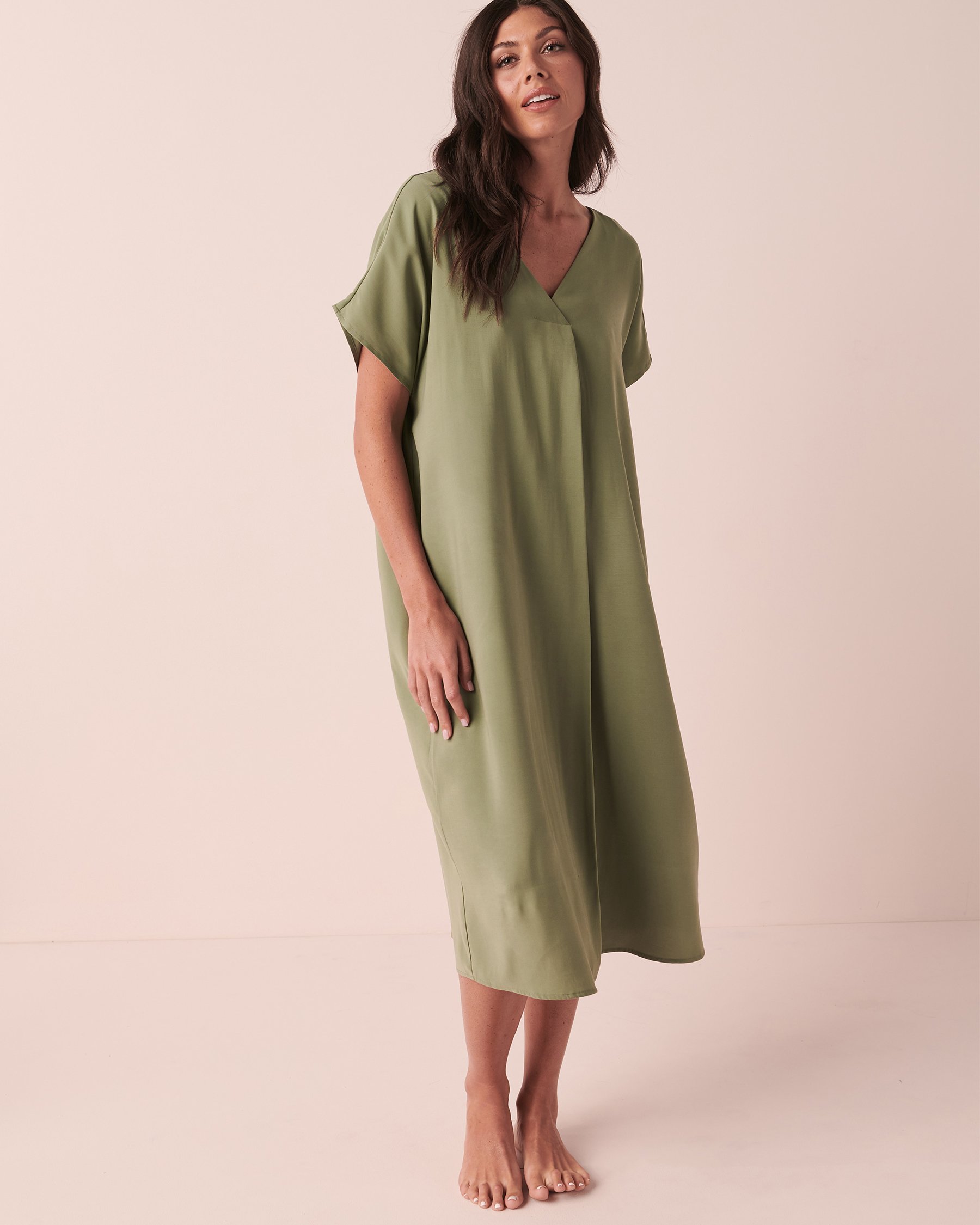 LA VIE EN ROSE Long Short Sleeve Caftan Khaki 50400034 - View3