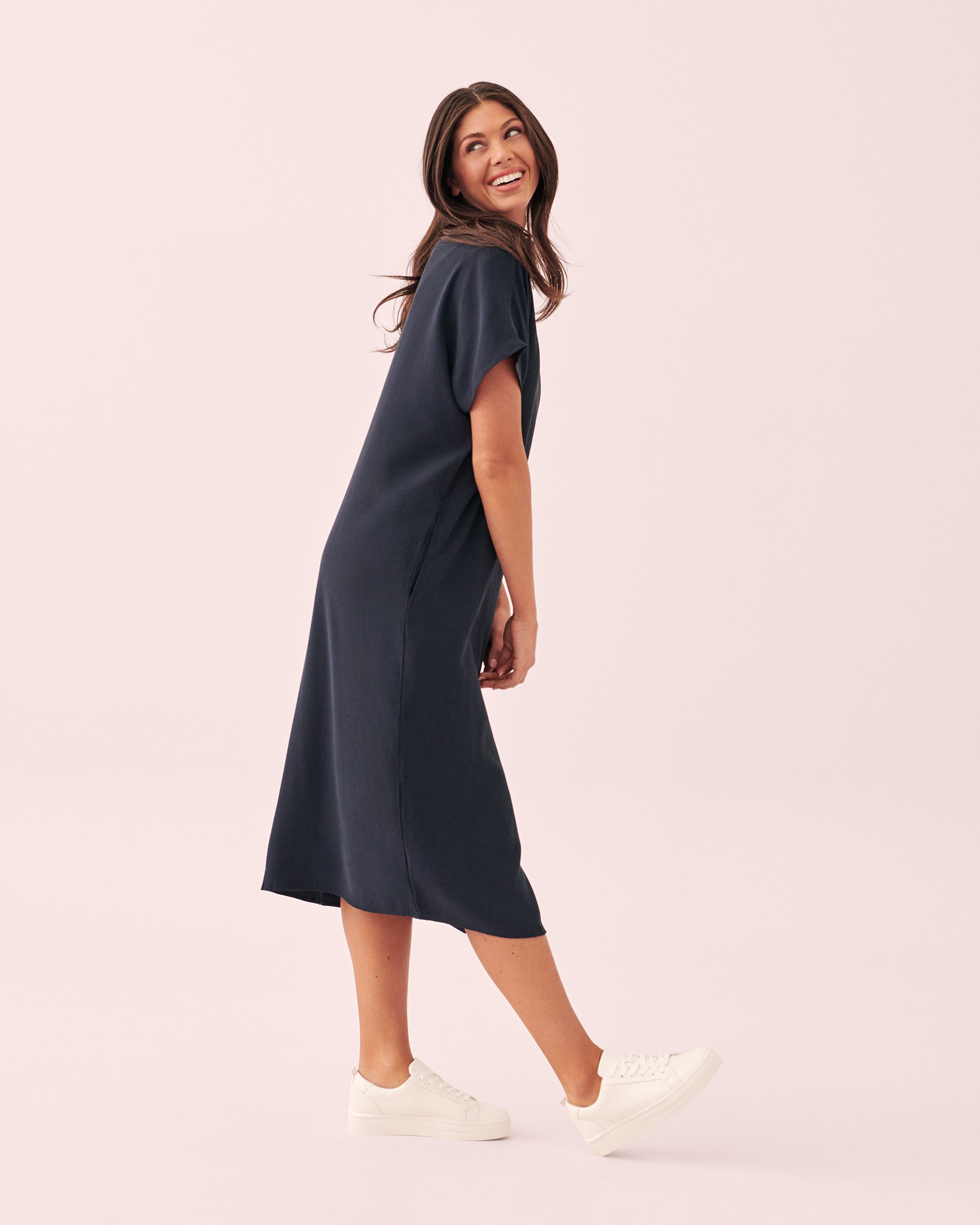 LA VIE EN ROSE Long caftan à manches courtes Marine 50400034 - Voir1