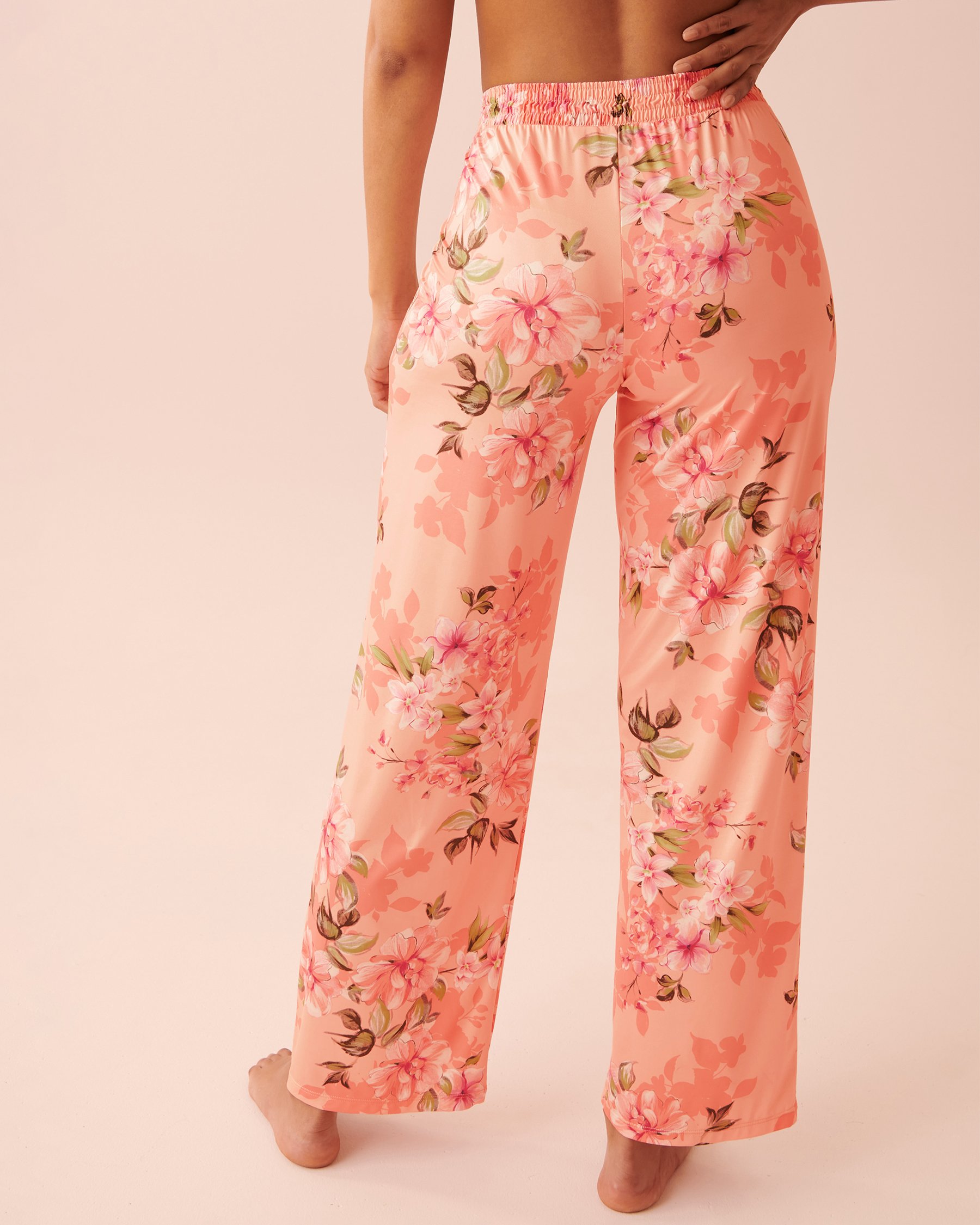 LA VIE EN ROSE Recycled Fibers Lace Trim Pants Peachy floral 60200063 - View2