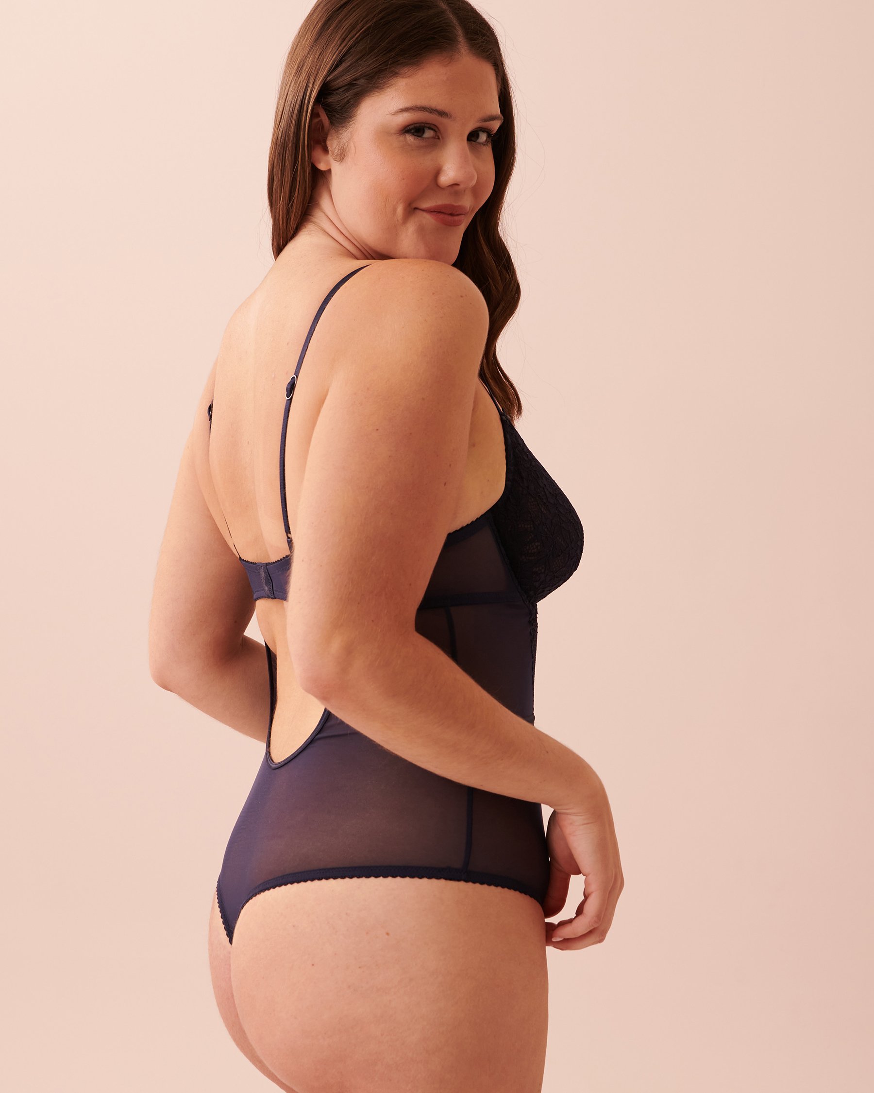 LA VIE EN ROSE Lace and Mesh Teddy Midnight blue 60300060 - View2