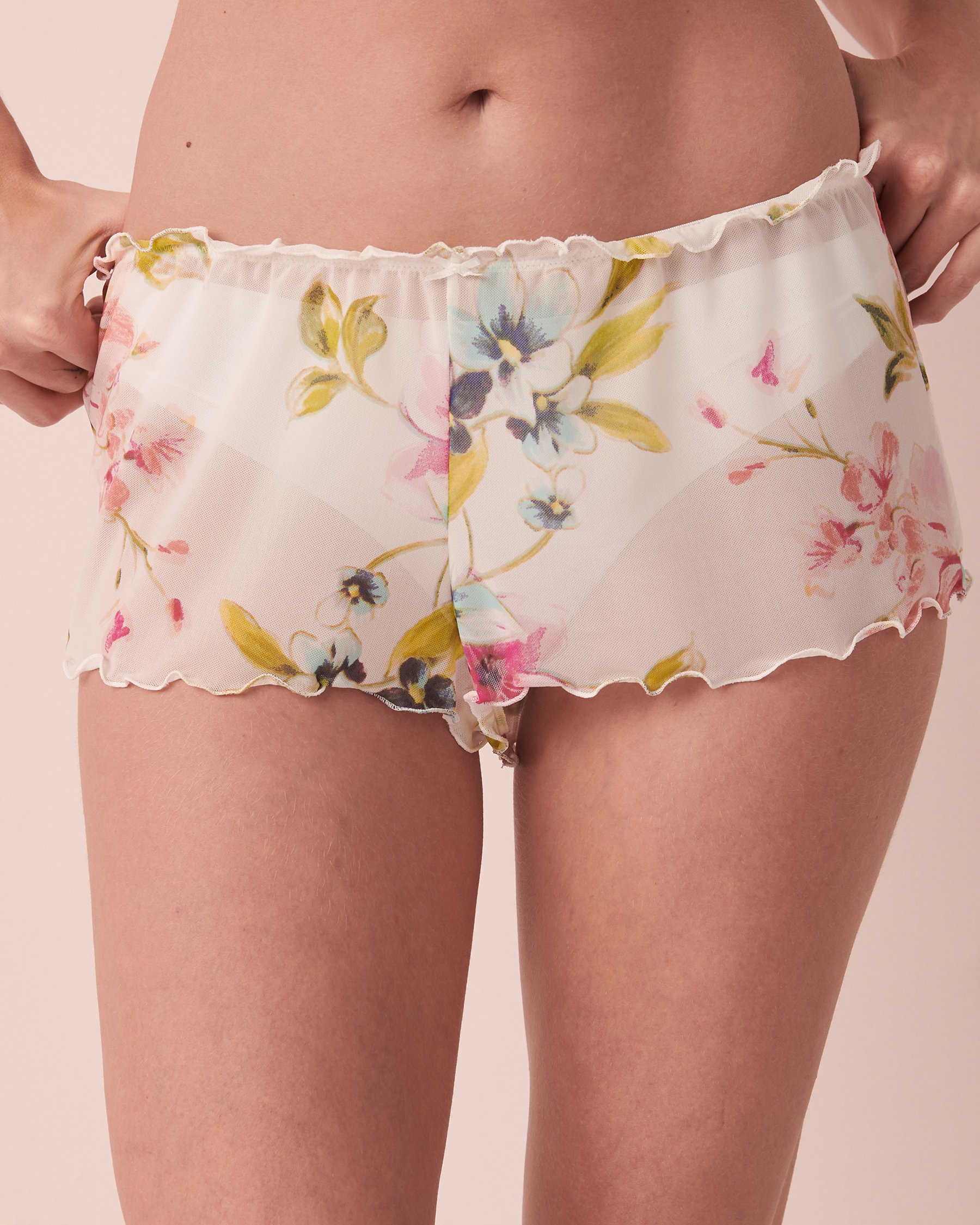 LA VIE EN ROSE Mesh 2-Piece Set White floral 60400024 - View9