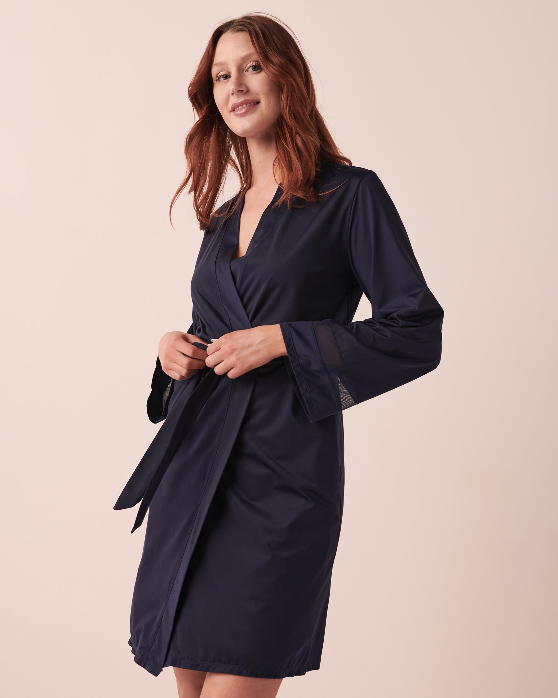 LA VIE EN ROSE Mesh Detail Kimono Midnight blue 60600052 - View1