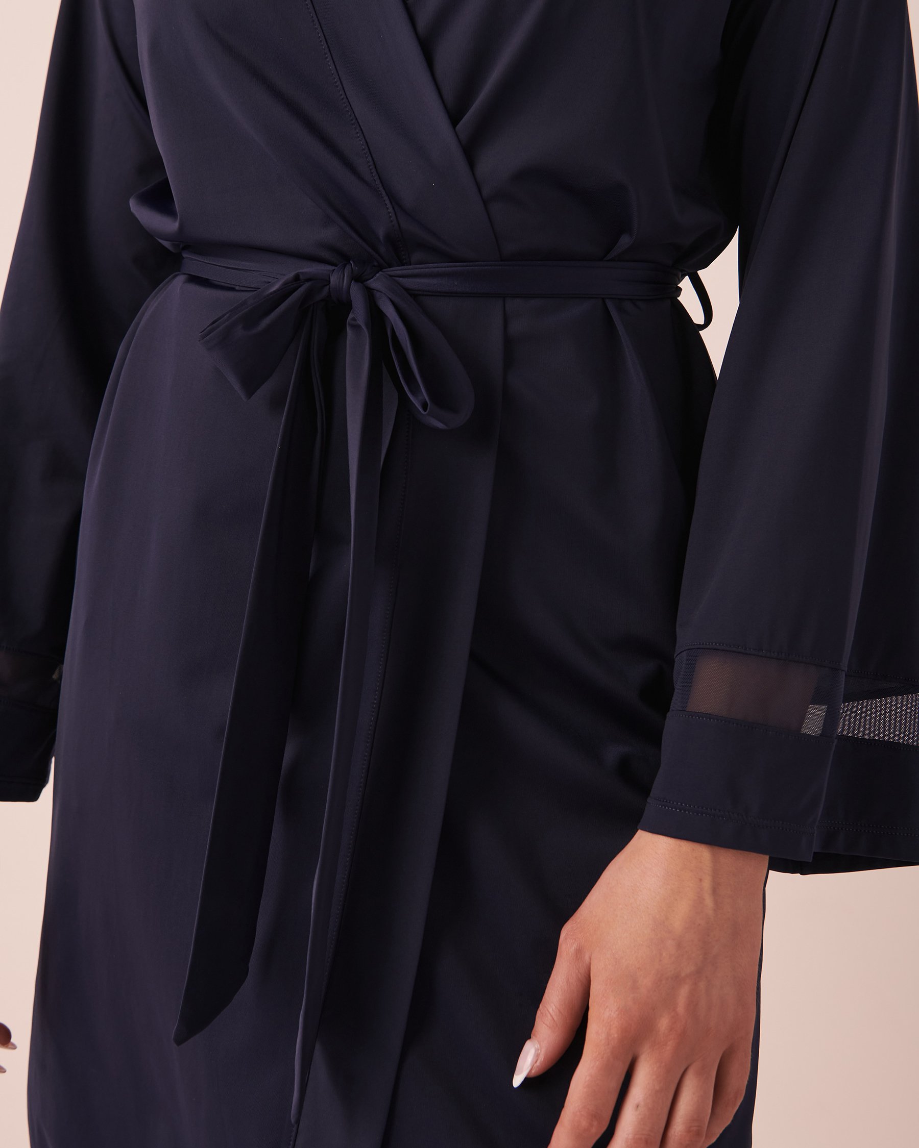 LA VIE EN ROSE Mesh Detail Kimono Midnight blue 60600052 - View3