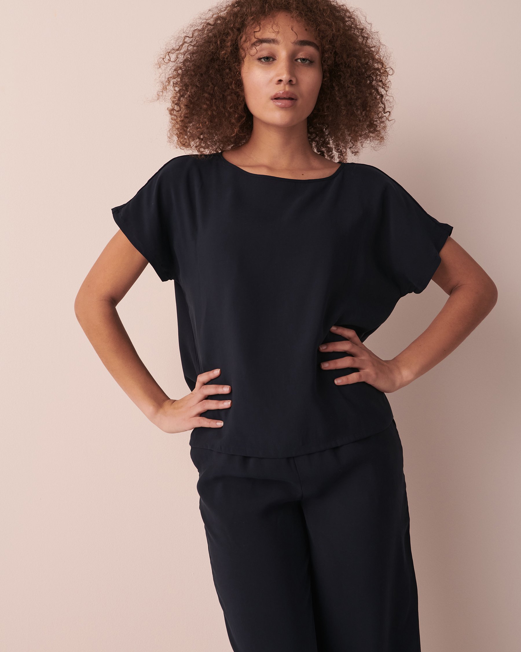 LA VIE EN ROSE T-shirt col bâteau Marine 50100066 - Voir4