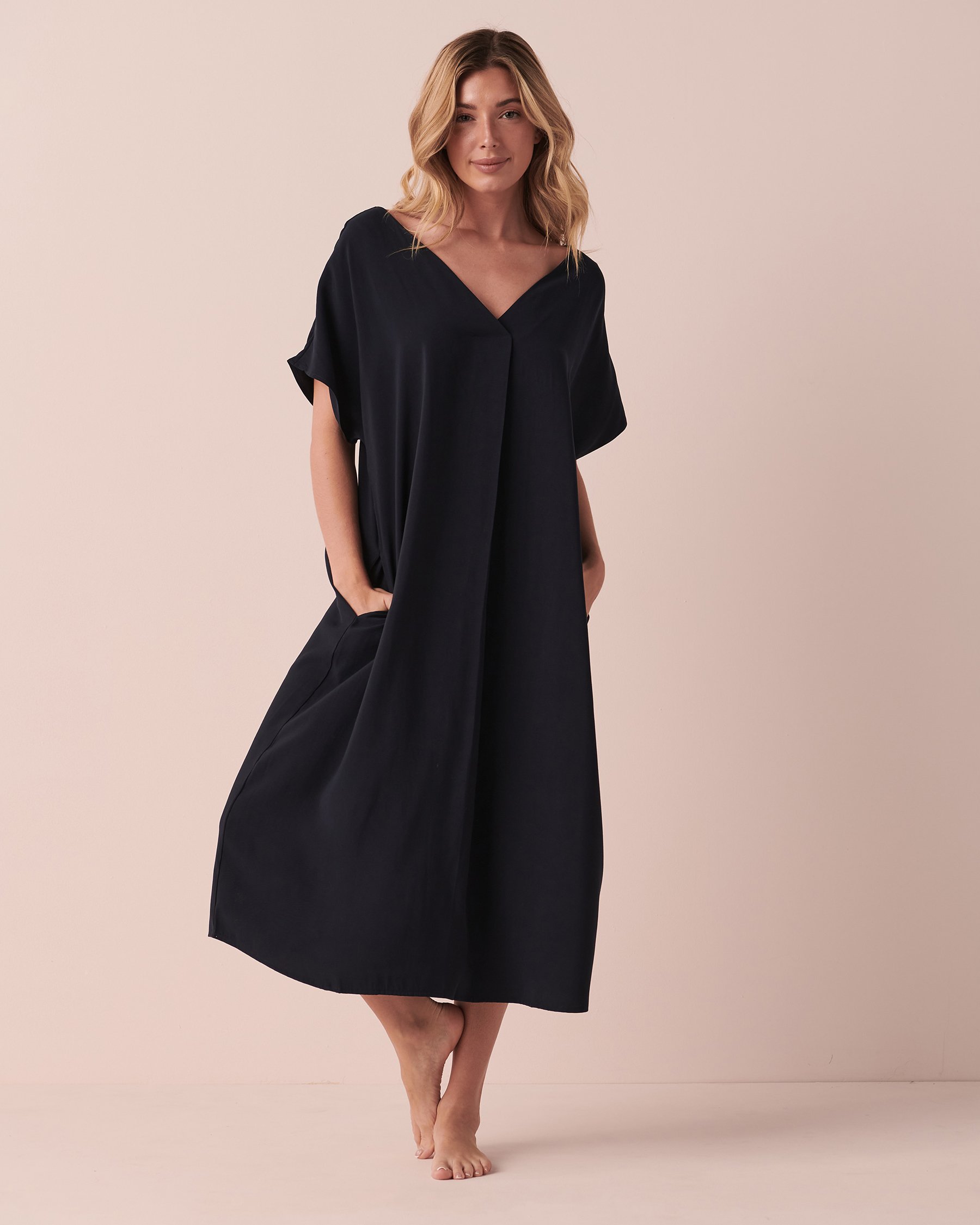 LA VIE EN ROSE Long Short Sleeve Caftan Navy 50400034 - View2