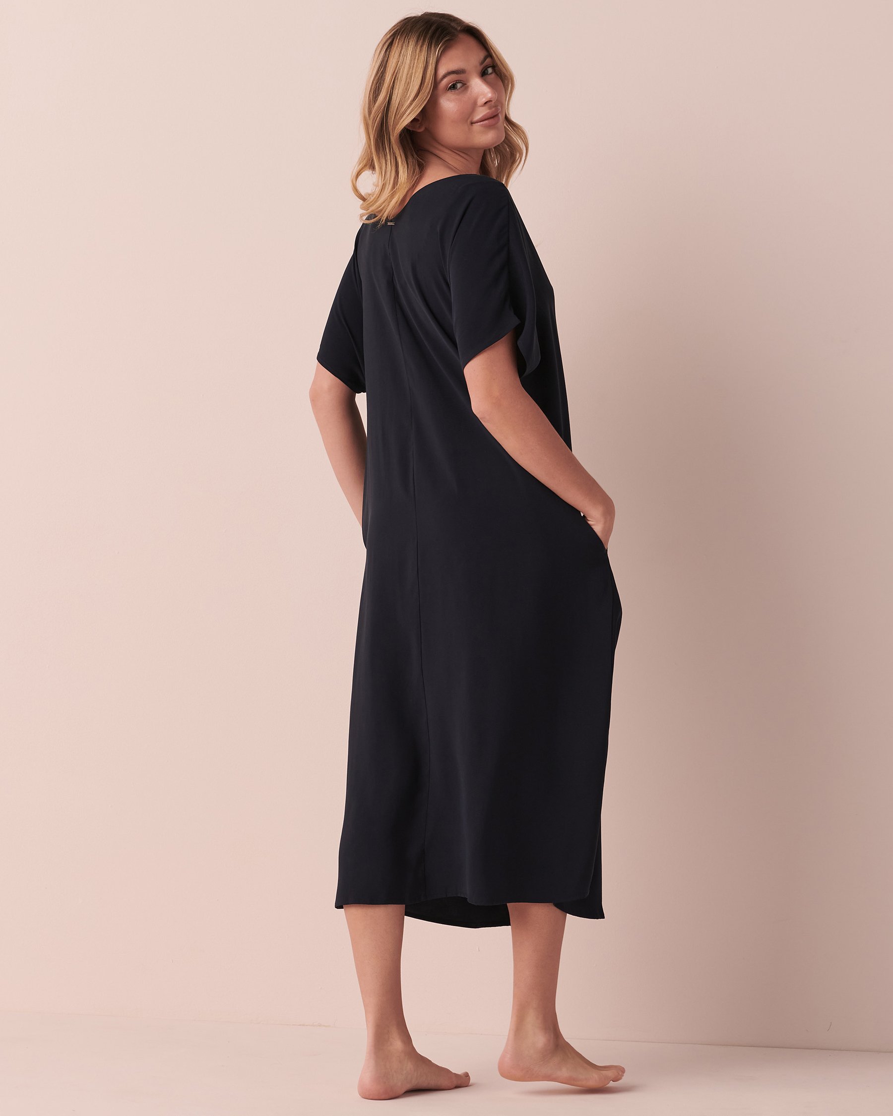 LA VIE EN ROSE Long Short Sleeve Caftan Navy 50400034 - View3