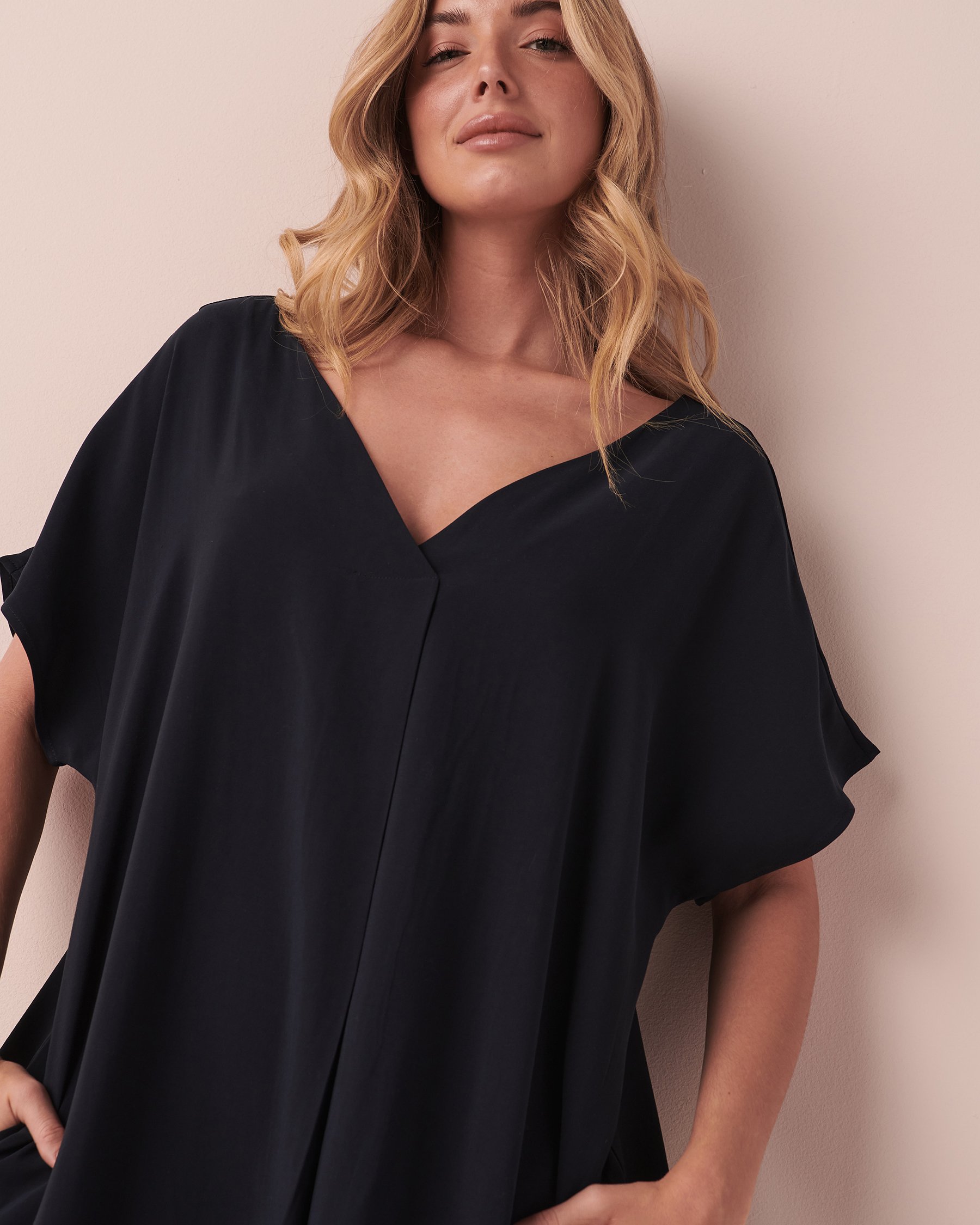 LA VIE EN ROSE Long Short Sleeve Caftan Navy 50400034 - View4