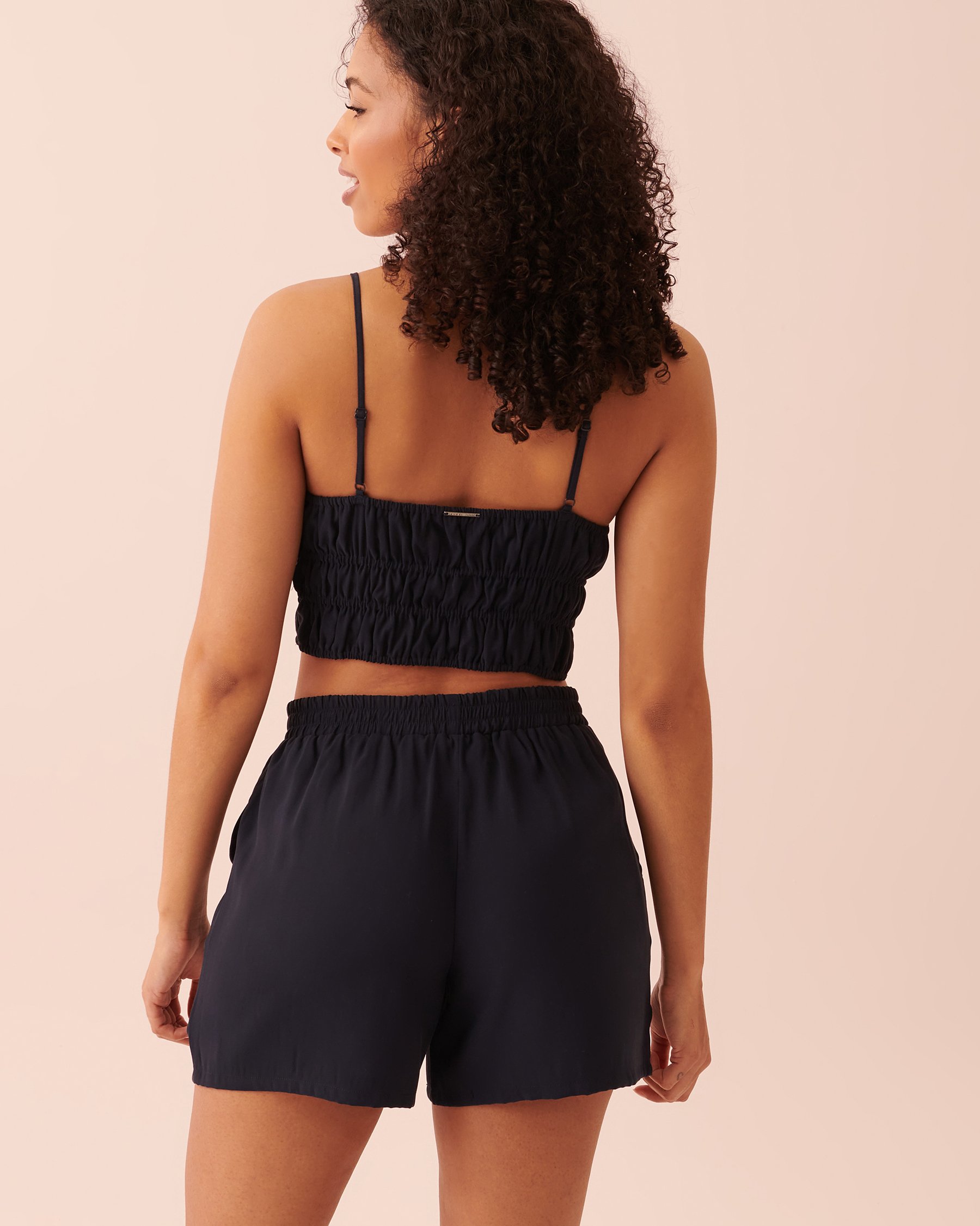 LA VIE EN ROSE Thin Straps Crop Top Navy 50100065 - View2