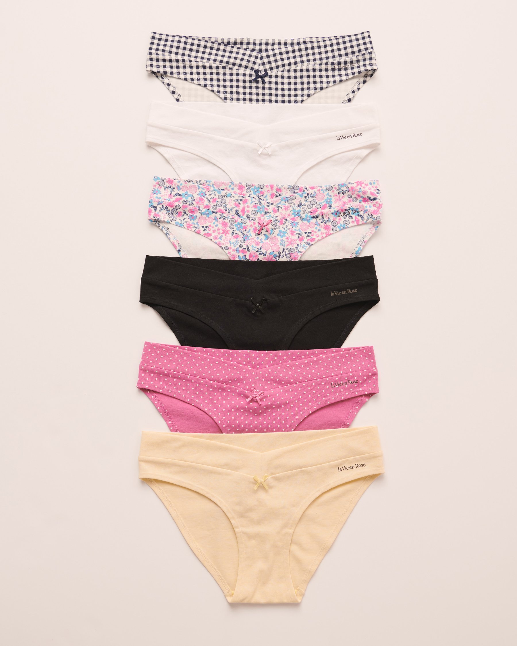LA VIE EN ROSE Lot de 6 culottes bikini en coton Multicouleur 20100302-6PK - Voir1