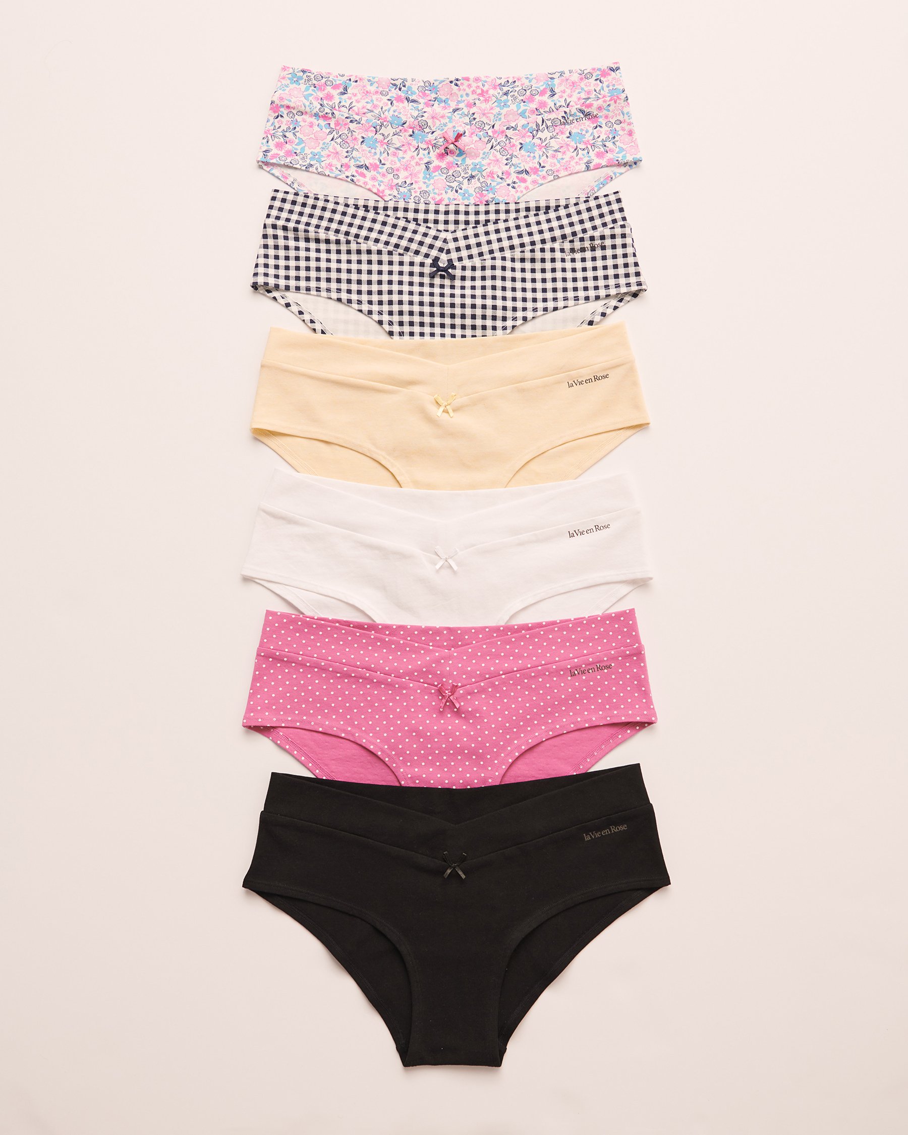 LA VIE EN ROSE Lot de 6 culottes aux hanches en coton Multicouleur 20100303-6PK - View1