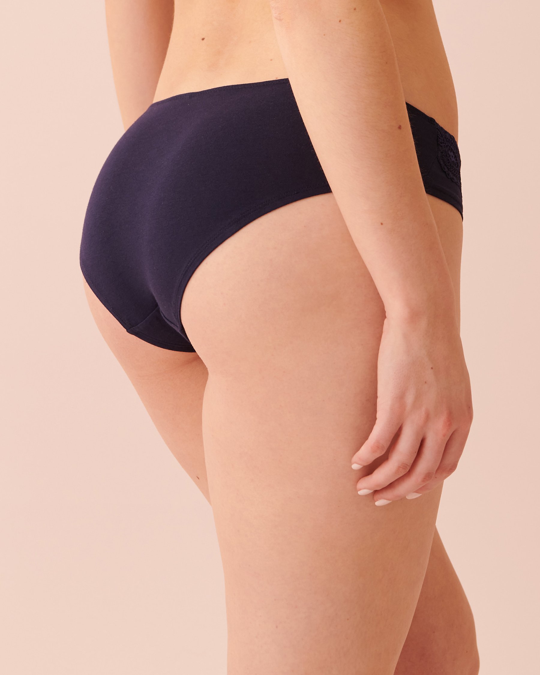 LA VIE EN ROSE Culotte cheeky coton et dentelle Bleu minuit 20100308 - Voir2
