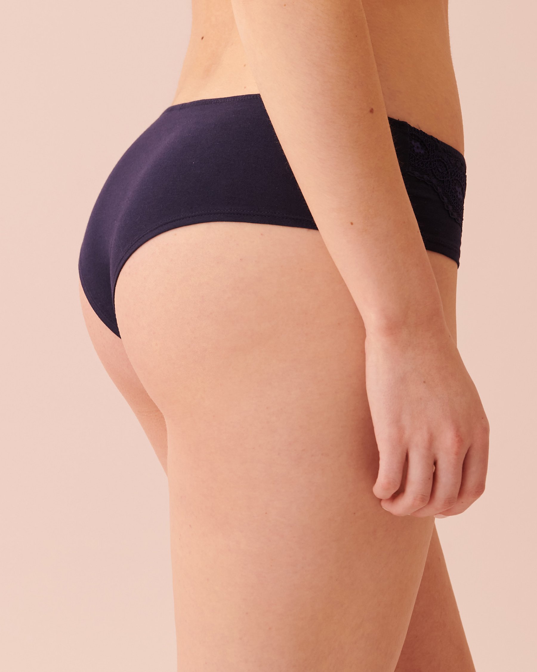 LA VIE EN ROSE Culotte bikini coton et dentelle Bleu minuit 20100309 - Voir2