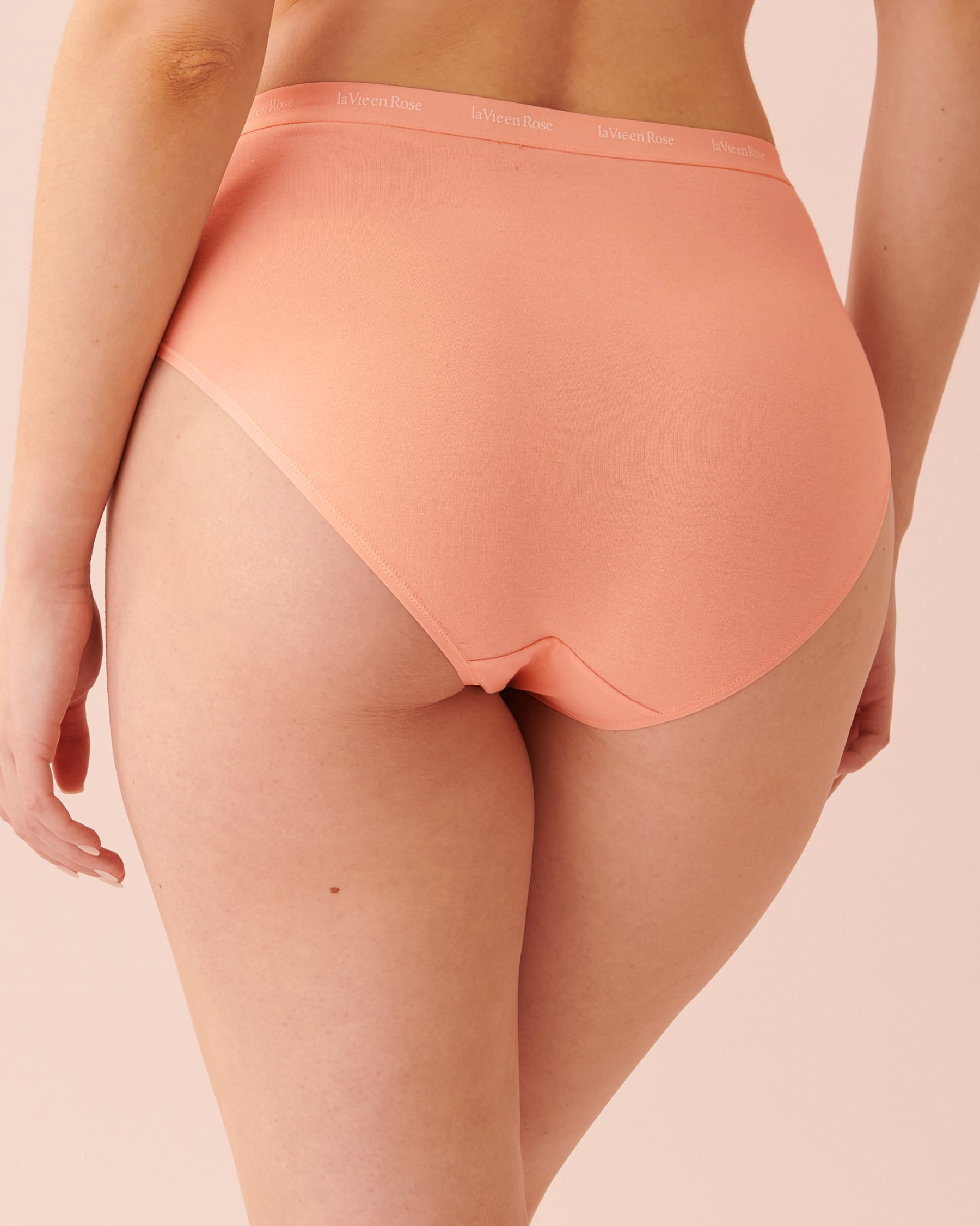 LA VIE EN ROSE Cotton High Waist Bikini Panty Peach 20100315 - View2
