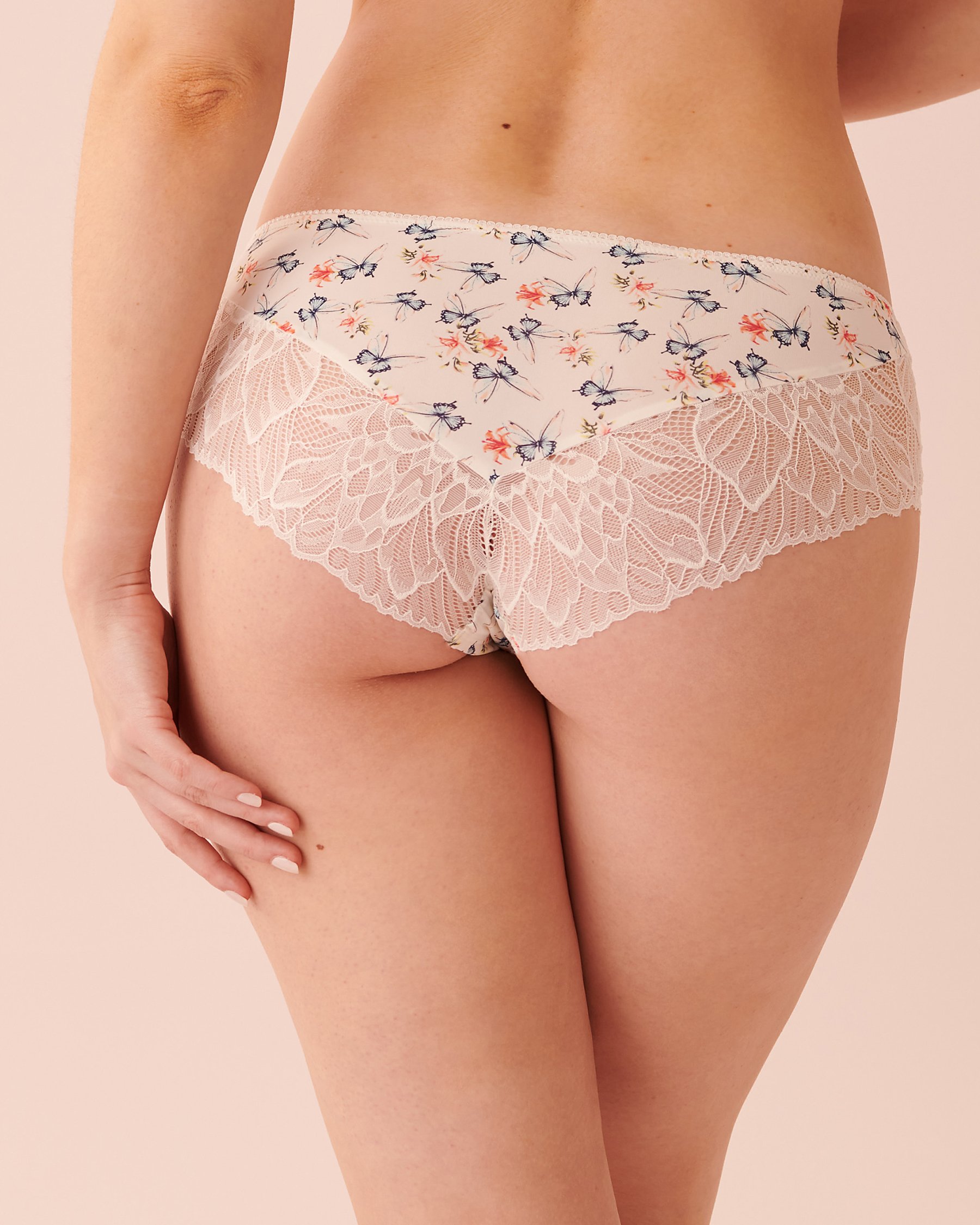 LA VIE EN ROSE Culotte aux hanches microfibre et dentelle Papillons 20200331 - Voir2