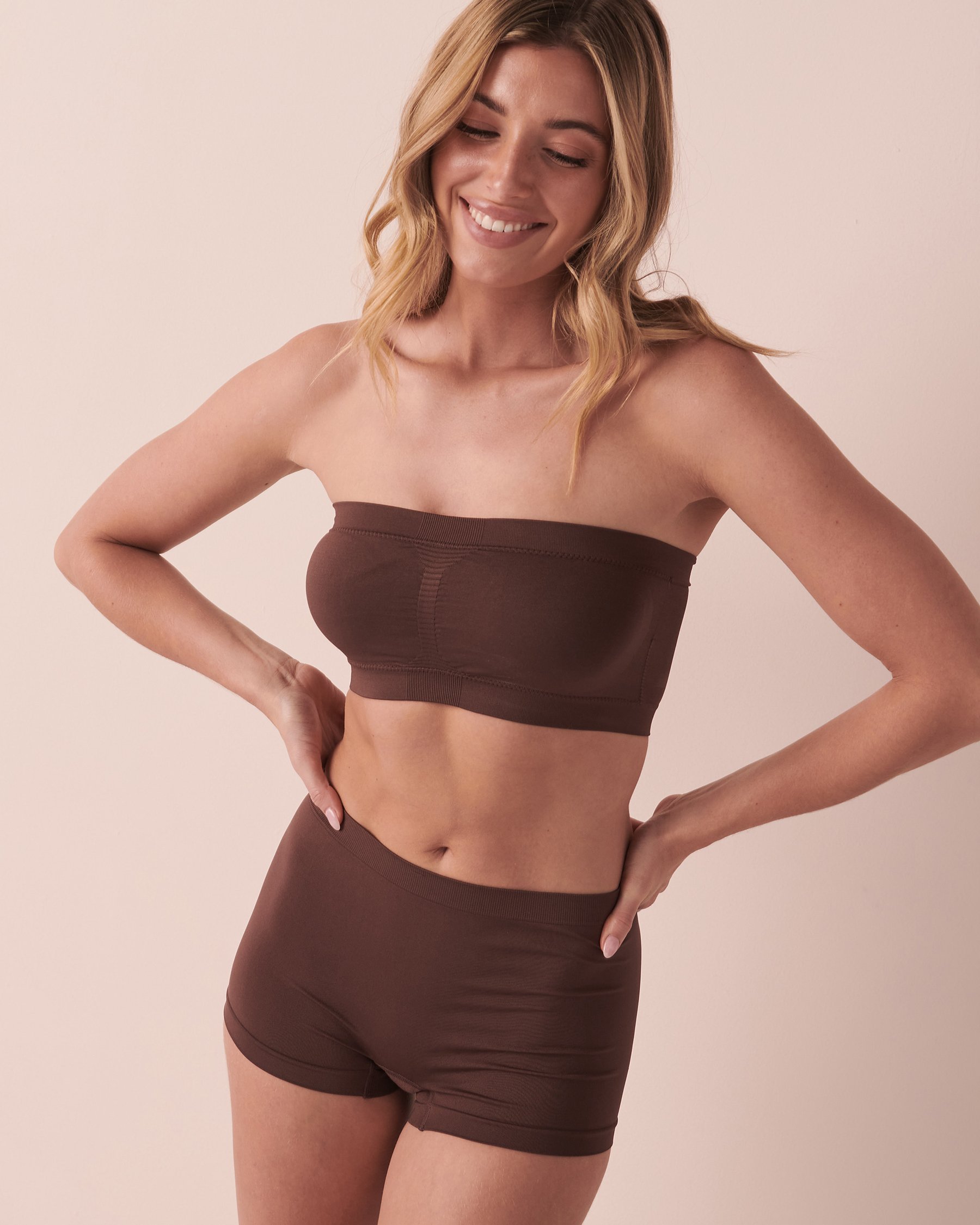 LA VIE EN ROSE Culotte garçonne sans coutures Café velouté 20300218 - Voir3