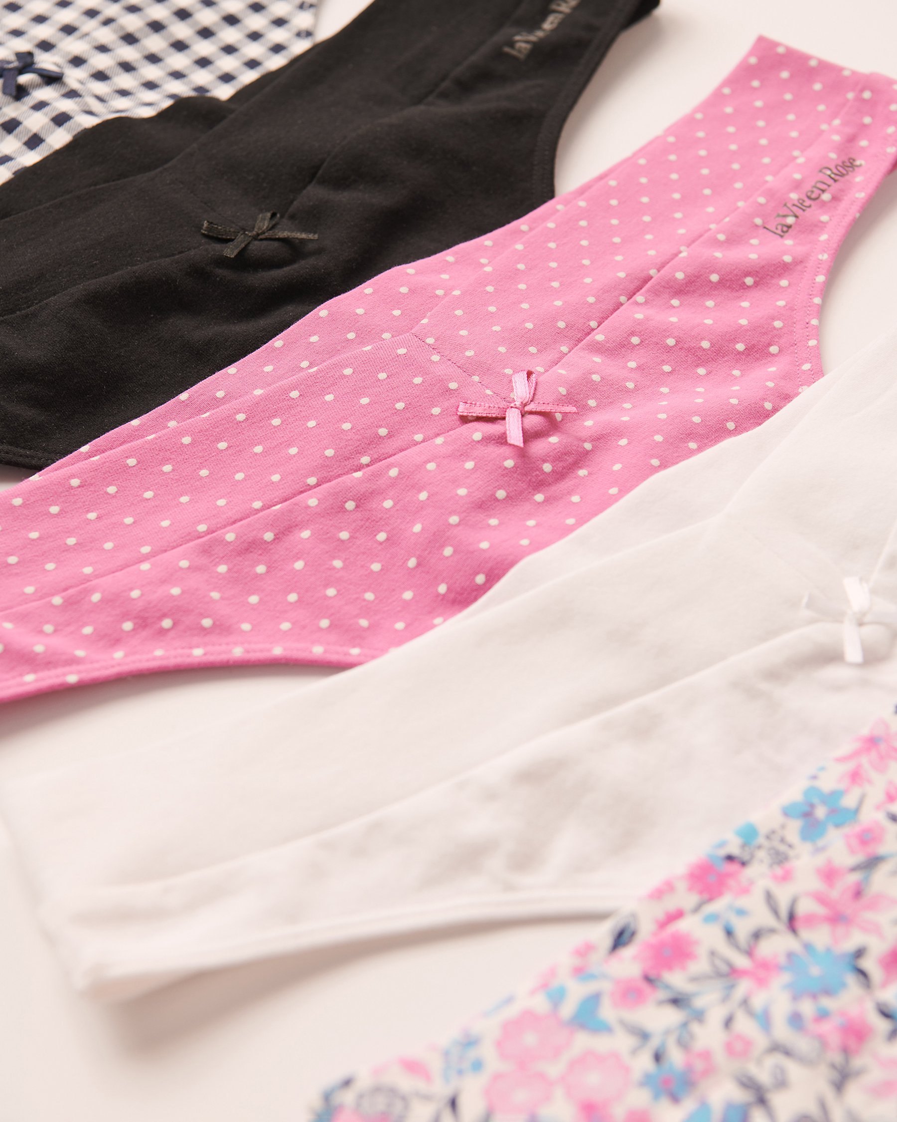 LA VIE EN ROSE Lot de 6 culottes tanga en coton Multicouleur 20100301-6PK - Voir2