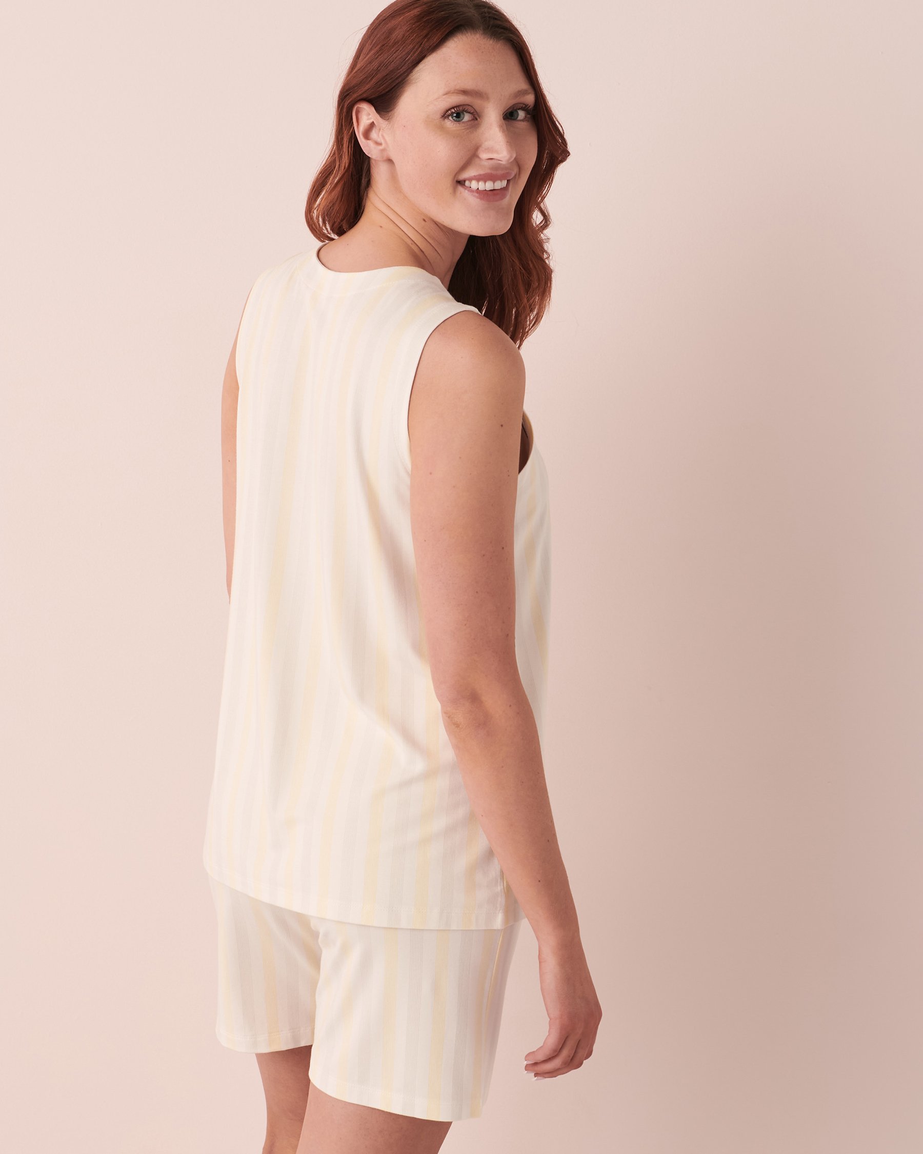 LA VIE EN ROSE Bamboo Button-down Cami Multi stripes 40100433 - View2