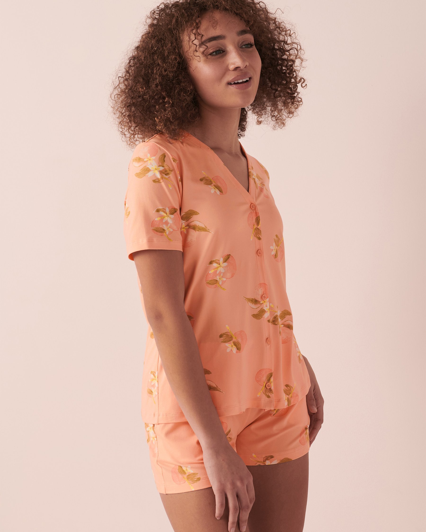 LA VIE EN ROSE Super Soft Button-down Shirt Fruity 40100435 - View3