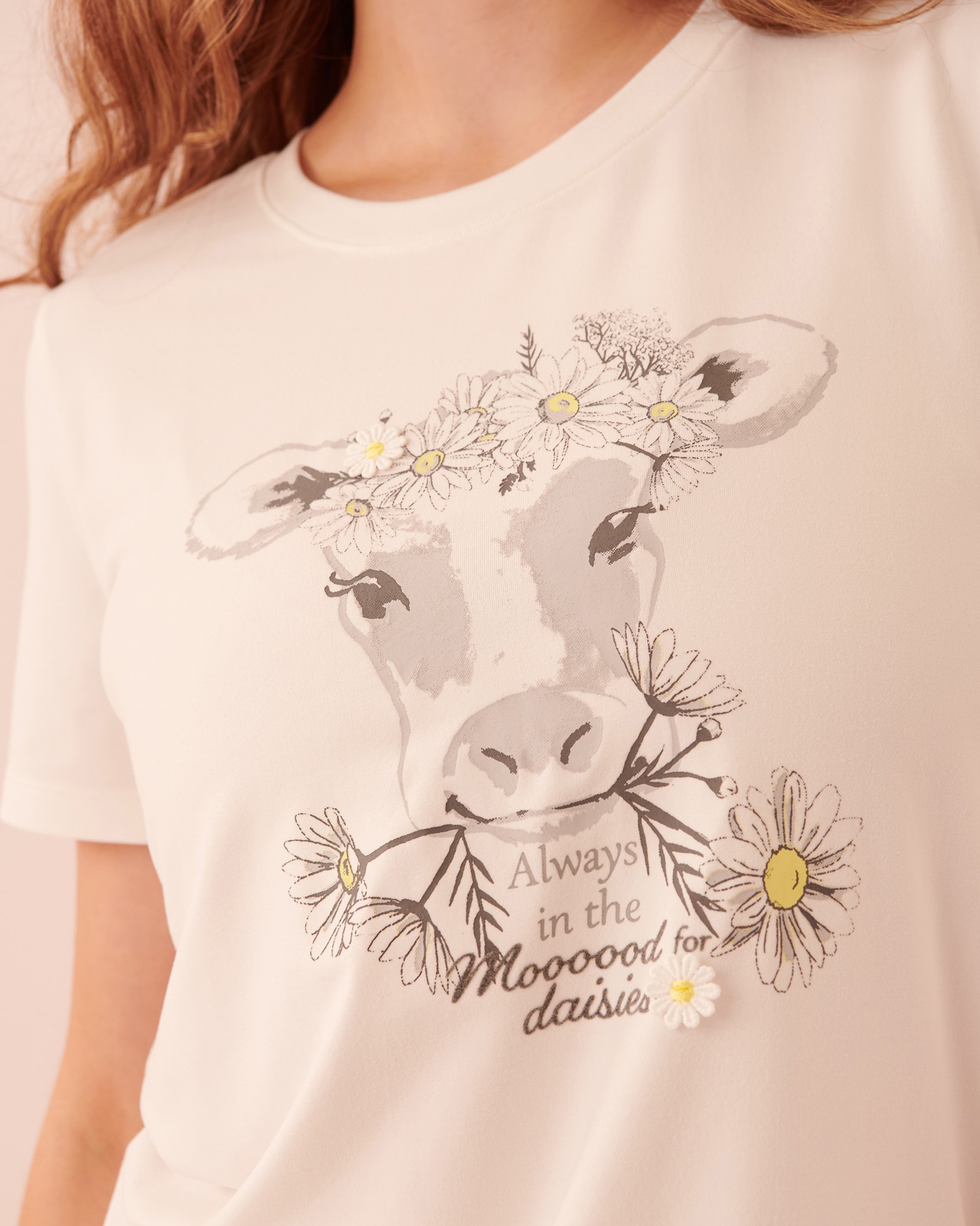 LA VIE EN ROSE Super Soft Scoop Neck T-shirt Snow white 40100436 - View2