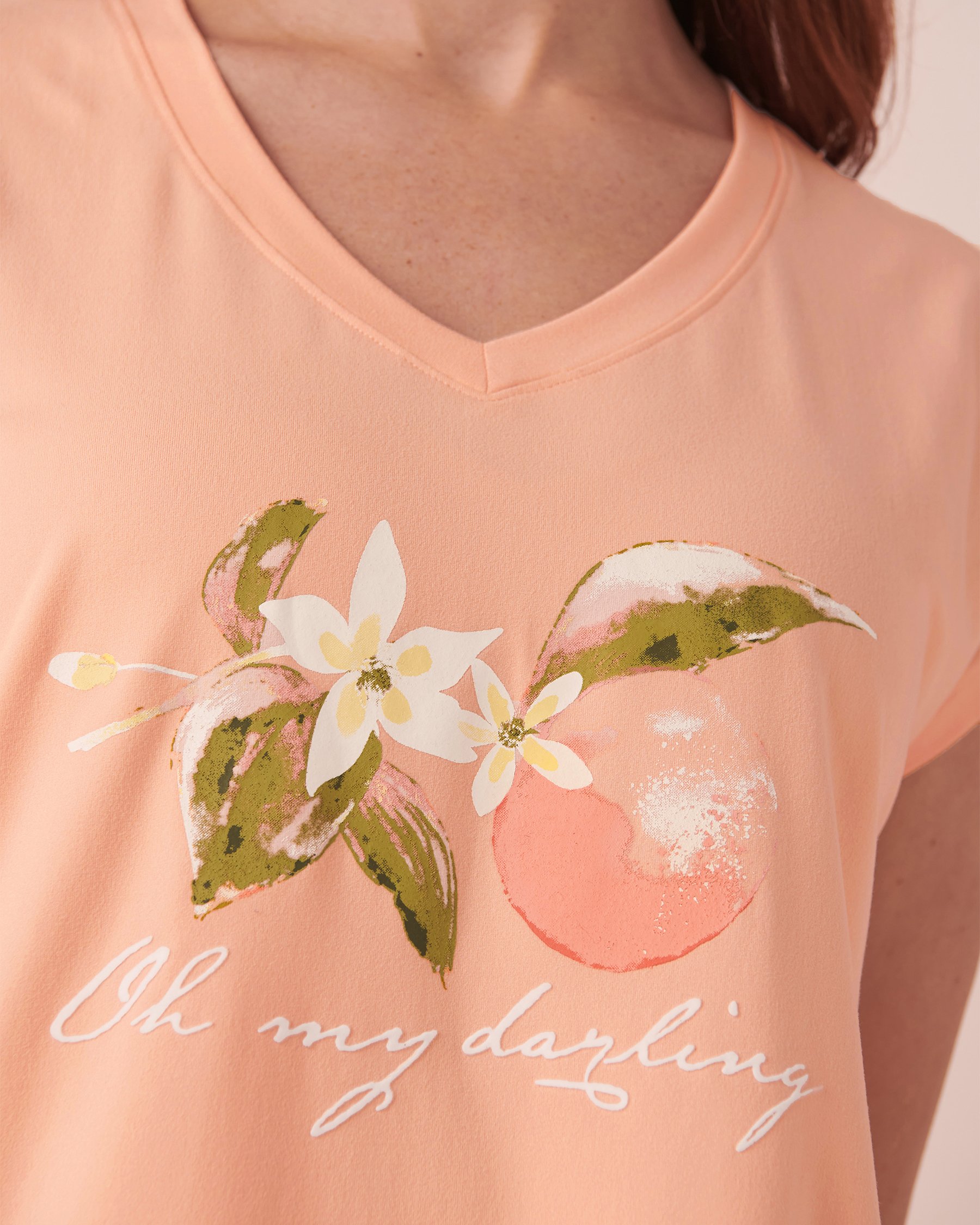 LA VIE EN ROSE Super Soft Cap Sleeve Shirt Peach 40100437 - View2