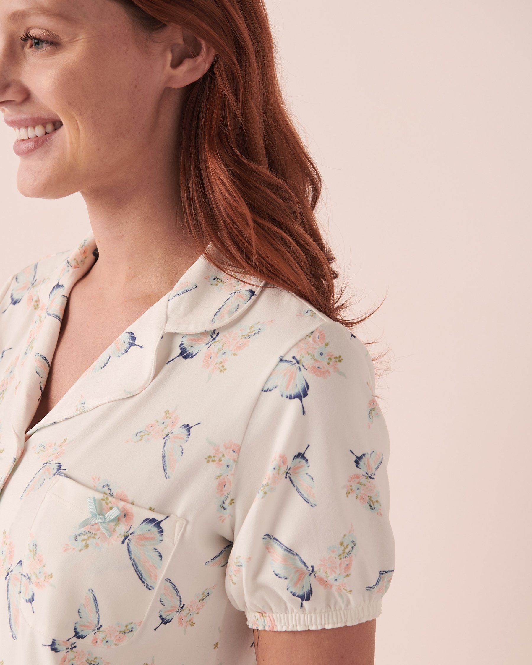 LA VIE EN ROSE Super Soft Button-down Shirt Flowers and butterflies 40100439 - View3