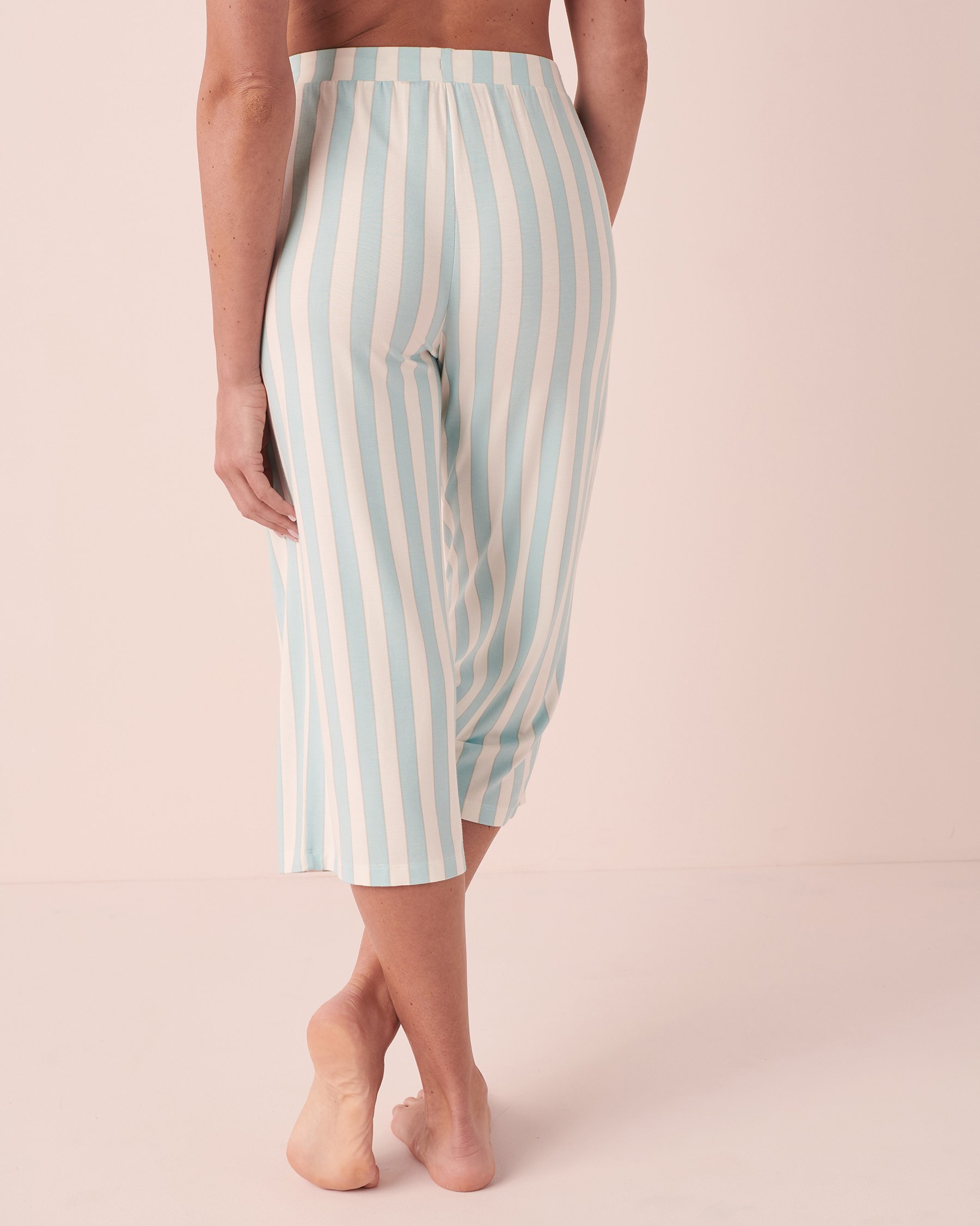 LA VIE EN ROSE Capri jambe large en bambou Rayures bleues 40200427 - Voir2