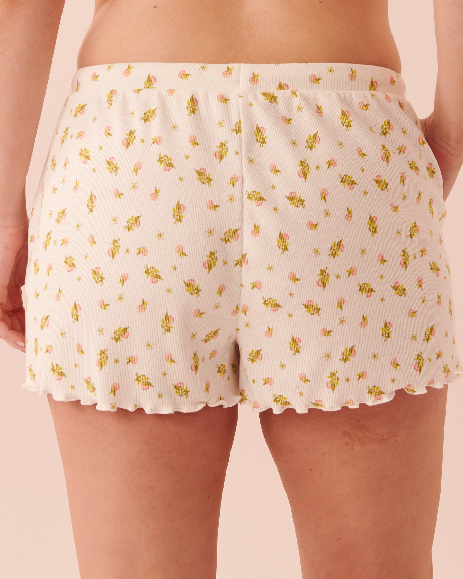 LA VIE EN ROSE Lettuce Edge Ribbed Shorts Clementine 40200432 - View2
