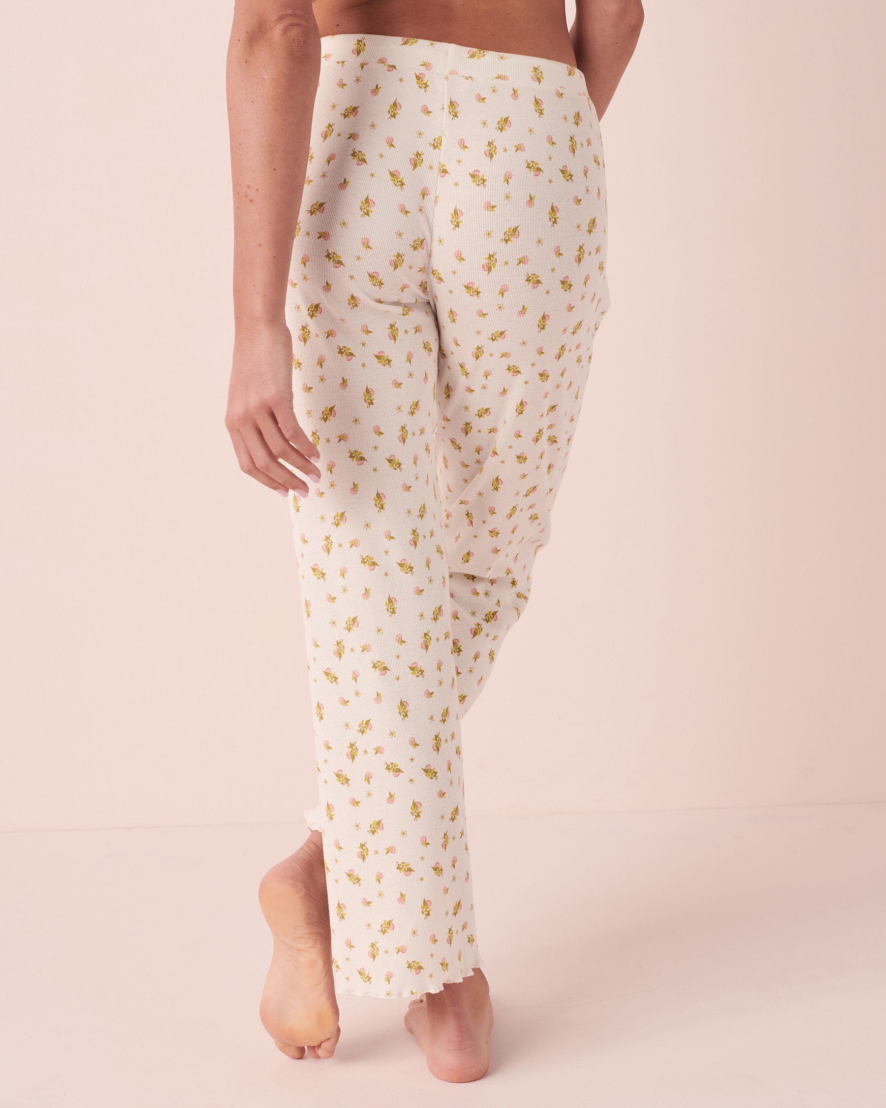 LA VIE EN ROSE Lettuce Edge Ribbed Pants Clementine 40200433 - View2