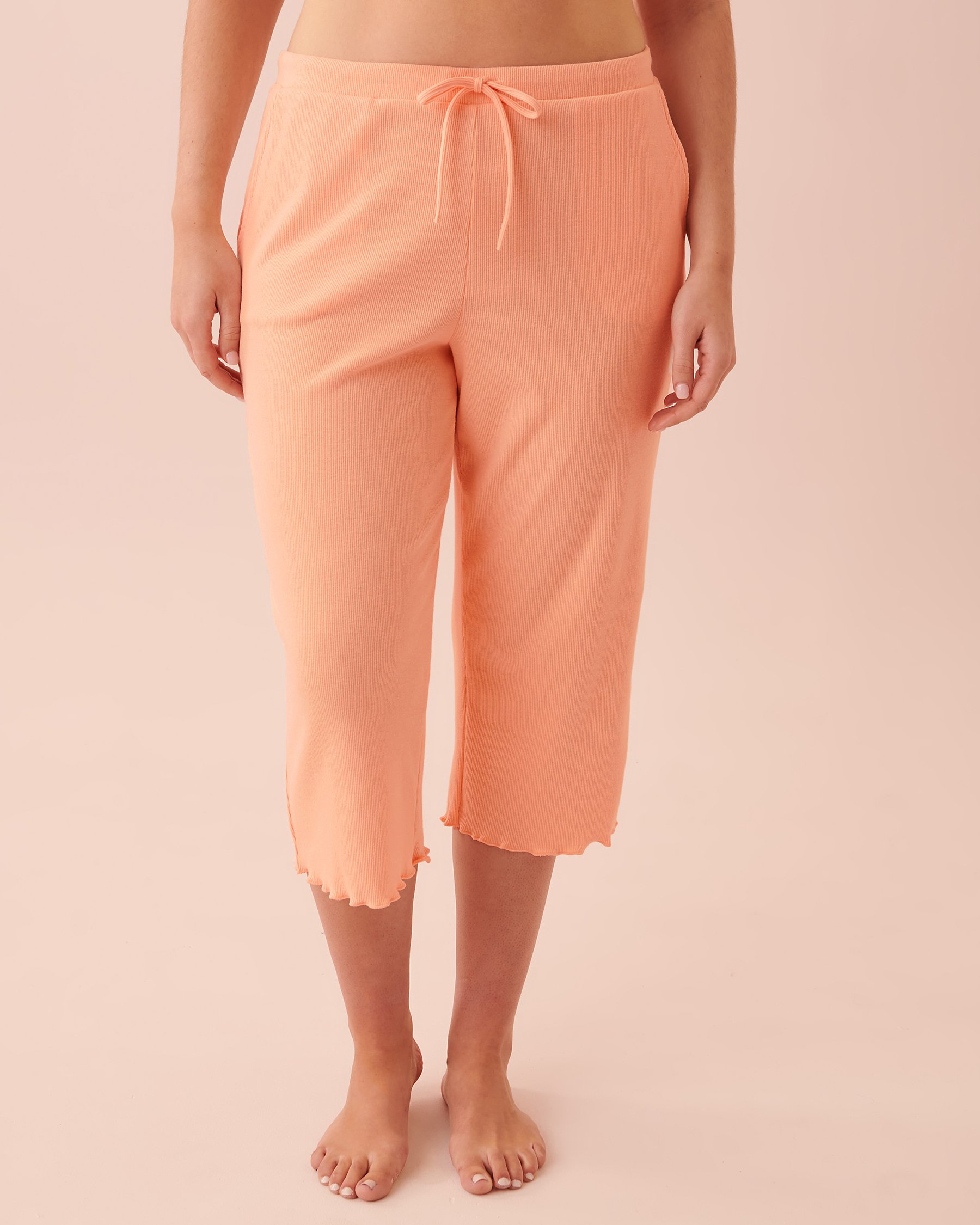 LA VIE EN ROSE Lettuce Edge Ribbed Capri Peach 40200434 - View1