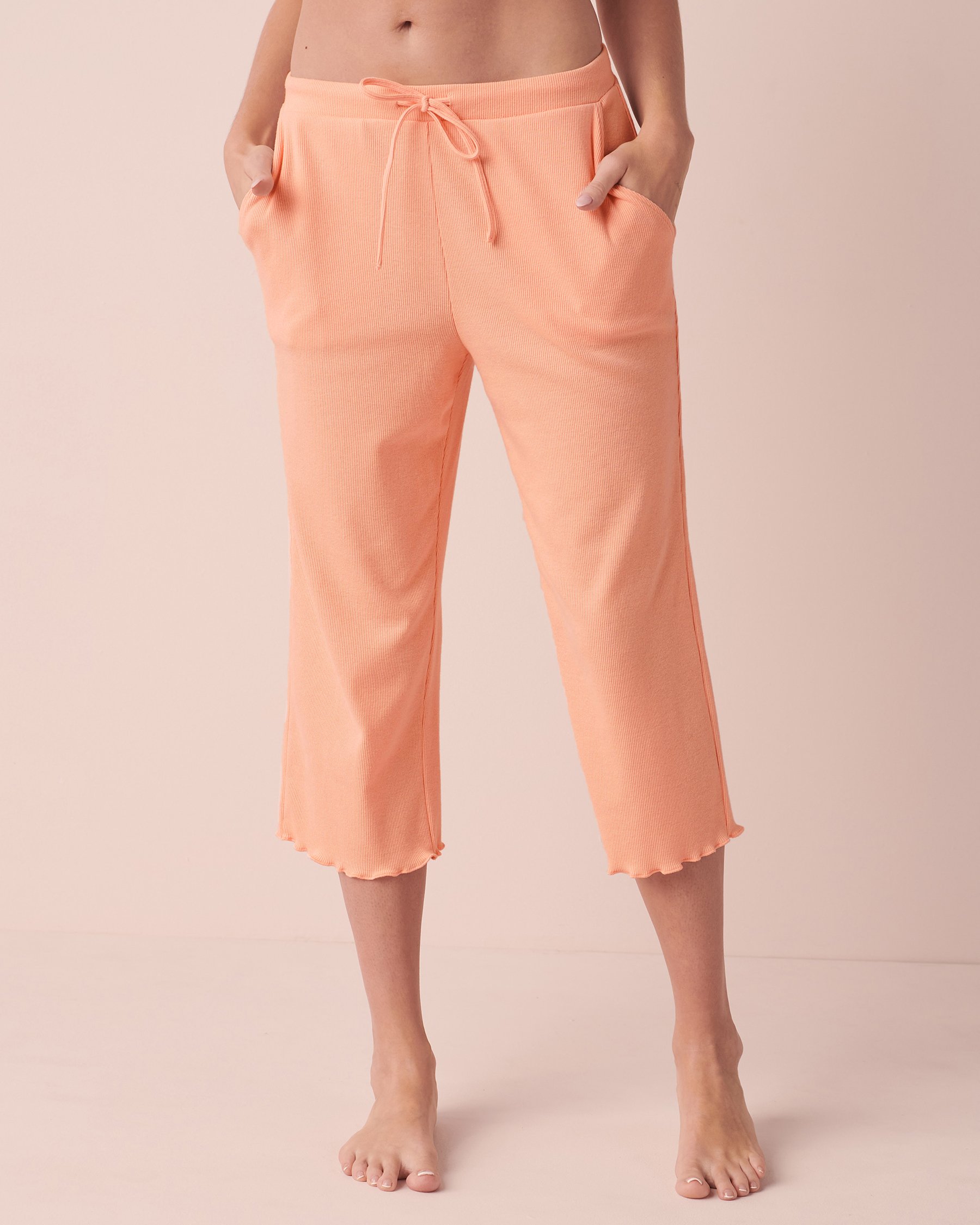 LA VIE EN ROSE Lettuce Edge Ribbed Capri Peach 40200434 - View3