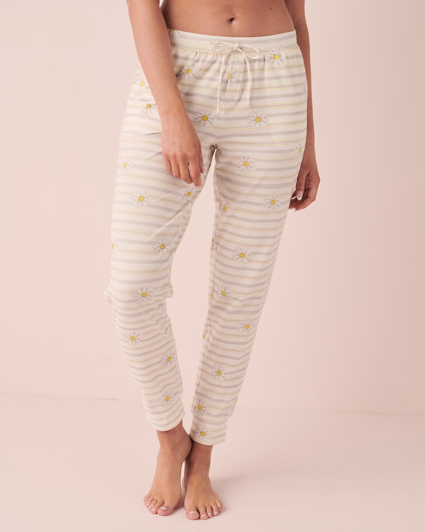 LA VIE EN ROSE Pantalon ajusté en coton Rayures et marguerites 40200439 - Voir1