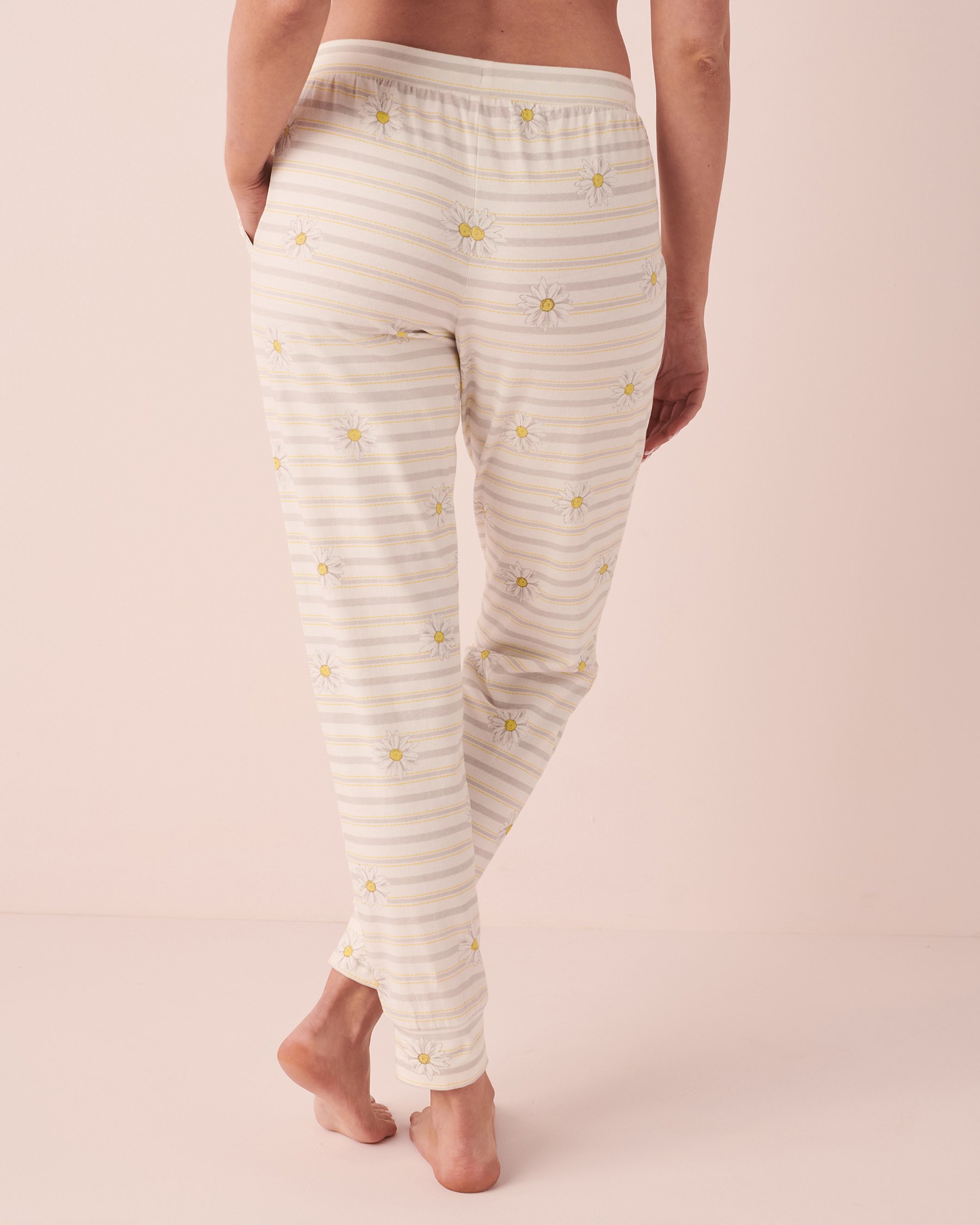 LA VIE EN ROSE Pantalon ajusté en coton Rayures et marguerites 40200439 - Voir2