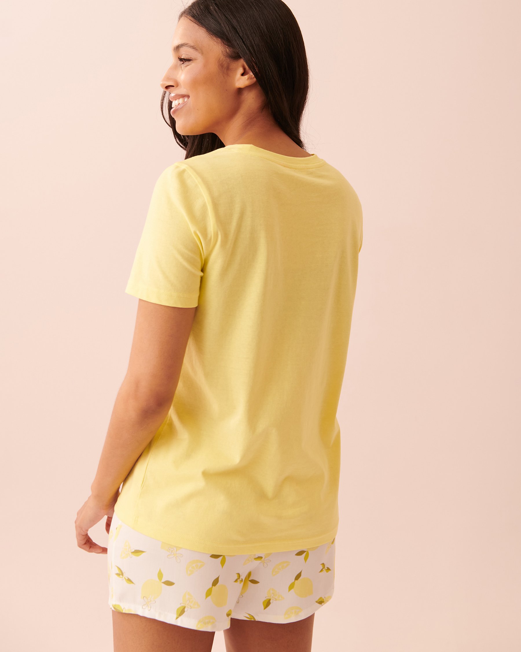 LA VIE EN ROSE Cotton T-shirt PJ Set Lemon 40400042 - View5