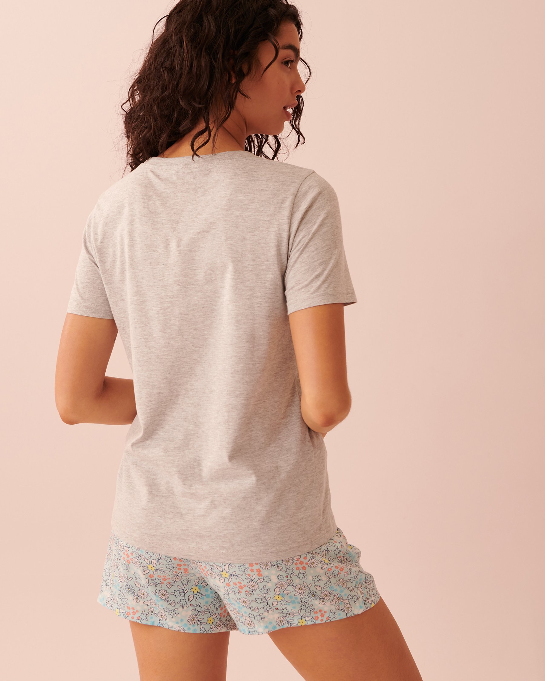 LA VIE EN ROSE Cotton T-shirt PJ Set Floral 40400042 - View2